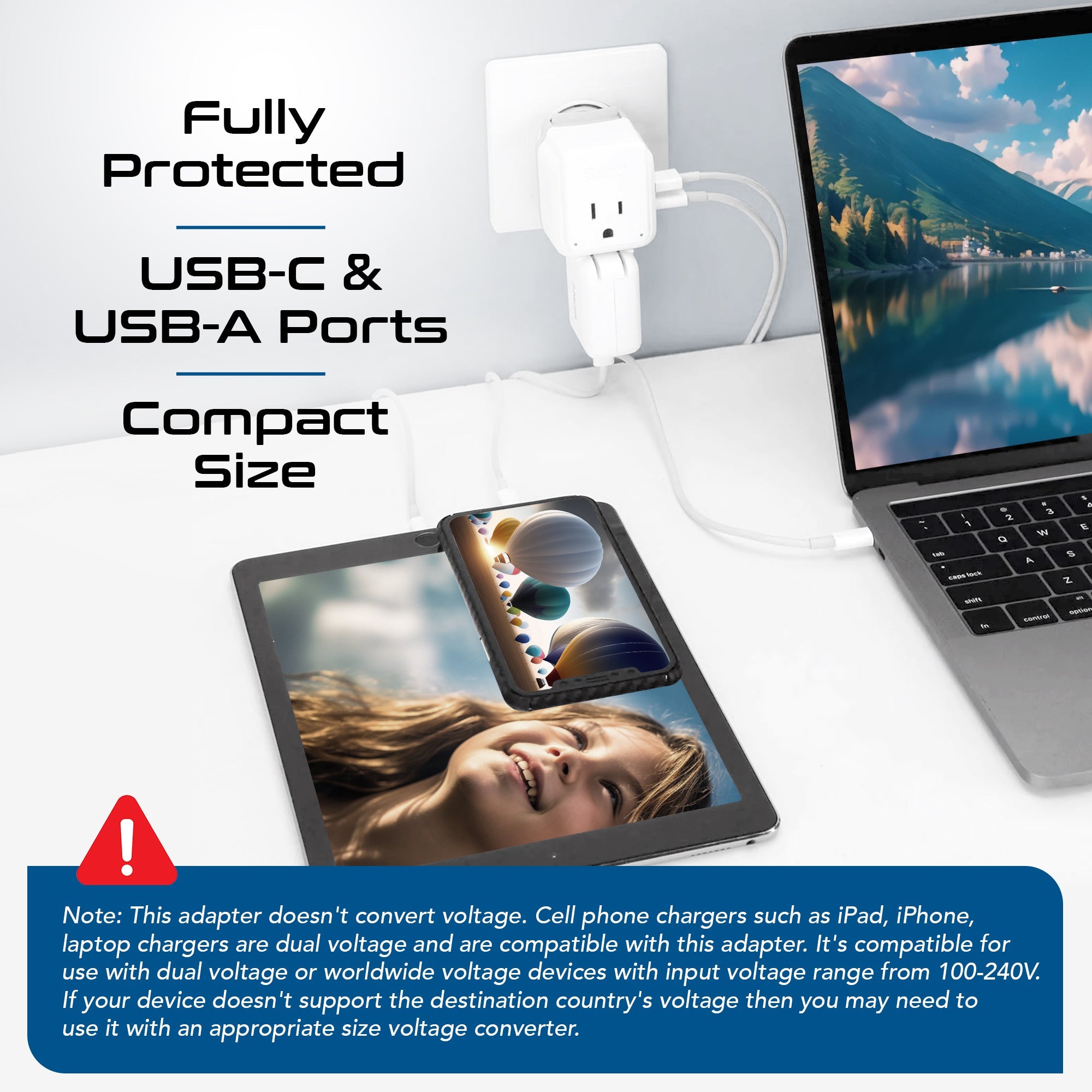 Travel Adapter Kit | Type C, E/F, G - USB & USB-C Ports + 2 US Outlets (PAK-EU)