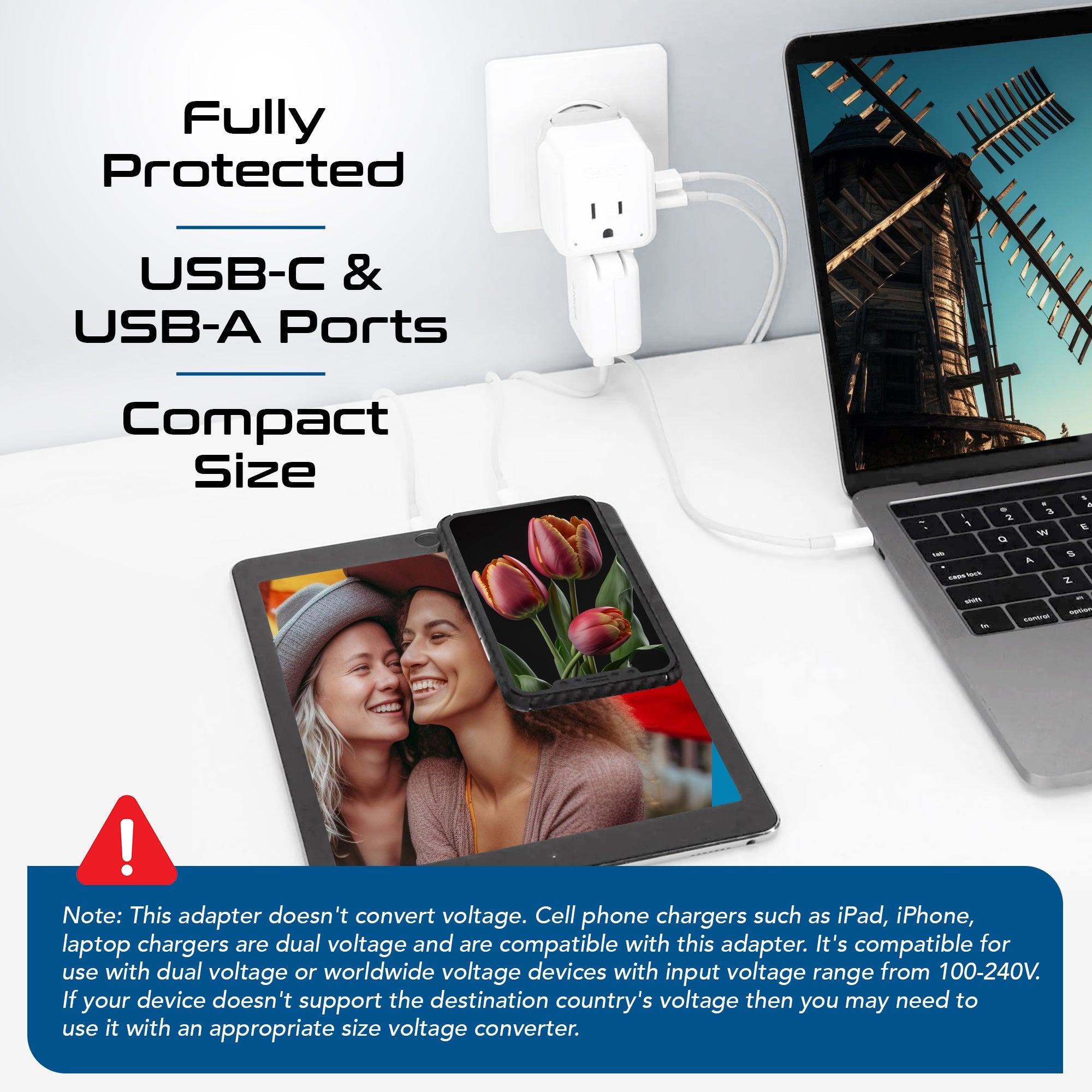 Germany, Korea Travel Adapter Set | Type E/F - USB & USB-C Ports + 2 US Outlets (PAK-SCHUKO)