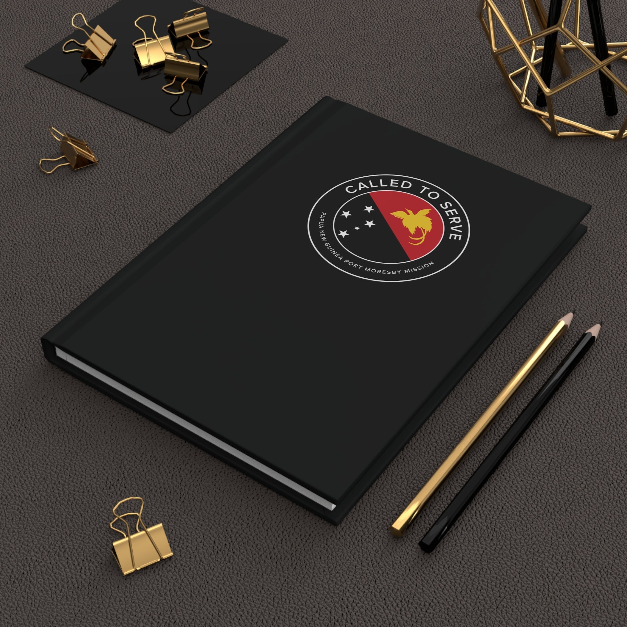 Papua New Guinea Port Moresby Mission Circle Flag Called to Serve Black Hardcover Journal Matte - Mission Wishlist - LDS Missionary Gift Store
