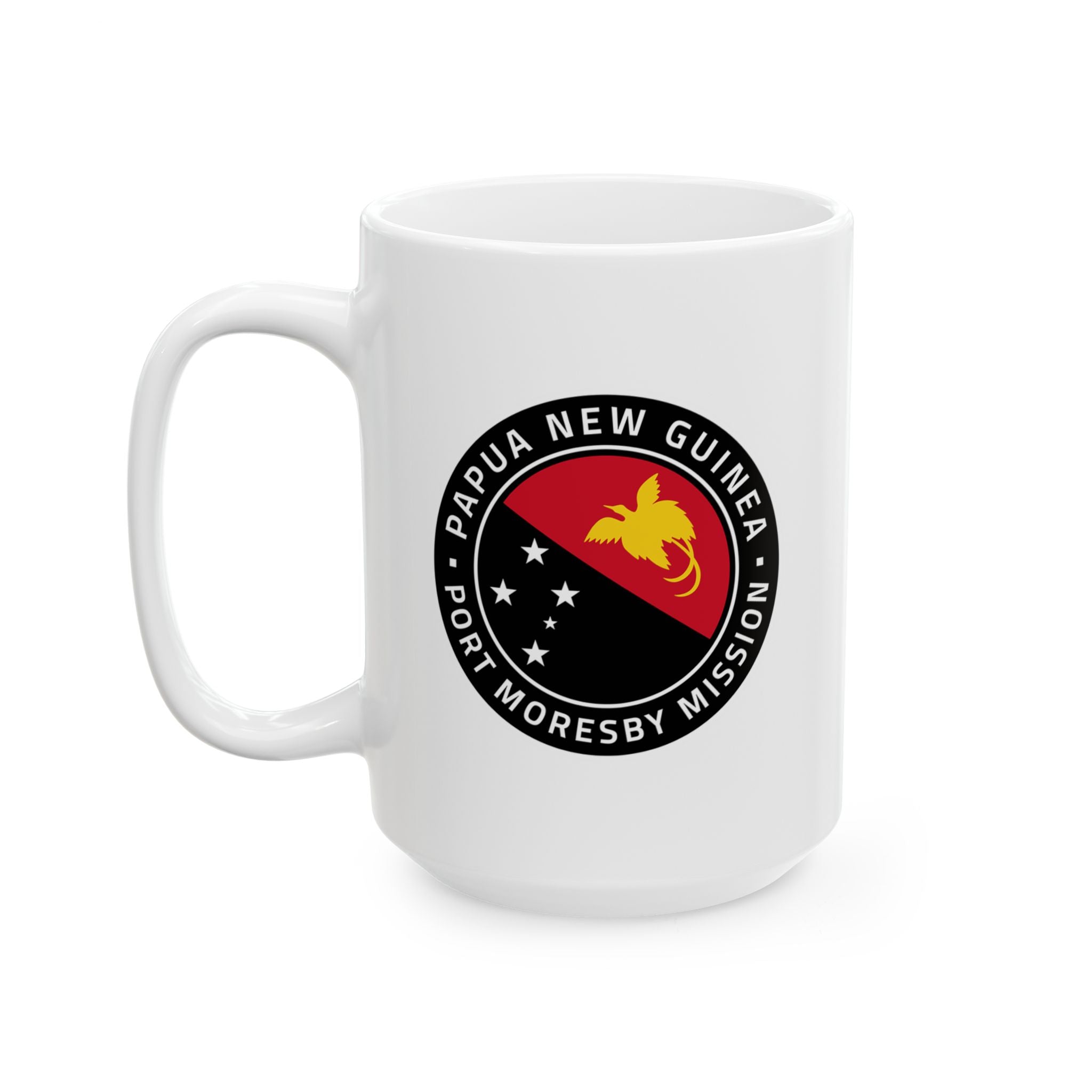 Papua New Guinea Port Moresby Mission Circular Flag White Ceramic Mug - Mission Wishlist - LDS Missionary Gift Store