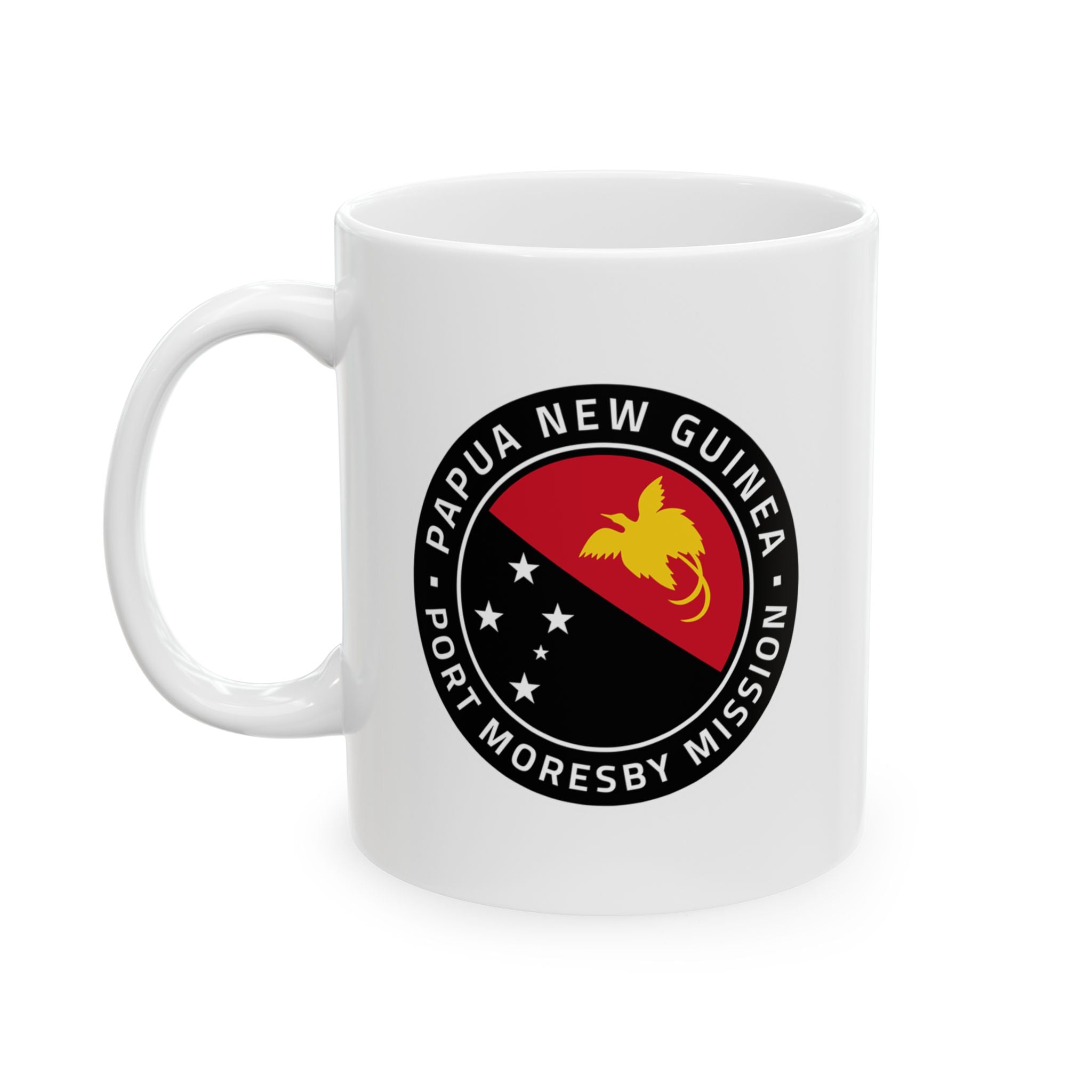 Papua New Guinea Port Moresby Mission Circular Flag White Ceramic Mug - Mission Wishlist - LDS Missionary Gift Store