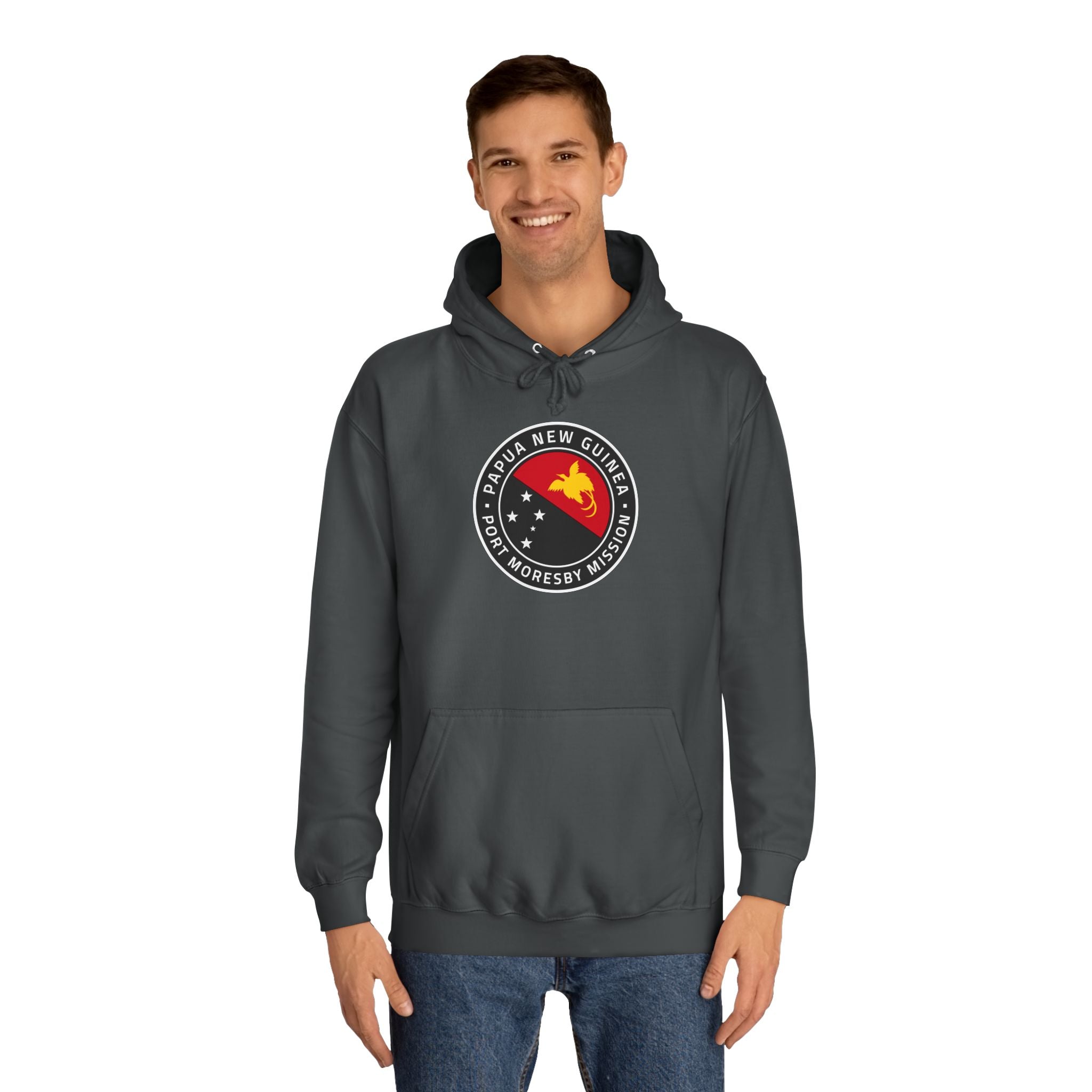 Papua New Guinea Port Moresby Mission Flag Logo (Black Border) College Hoodie - Mission Wishlist - LDS Missionary Gift Store