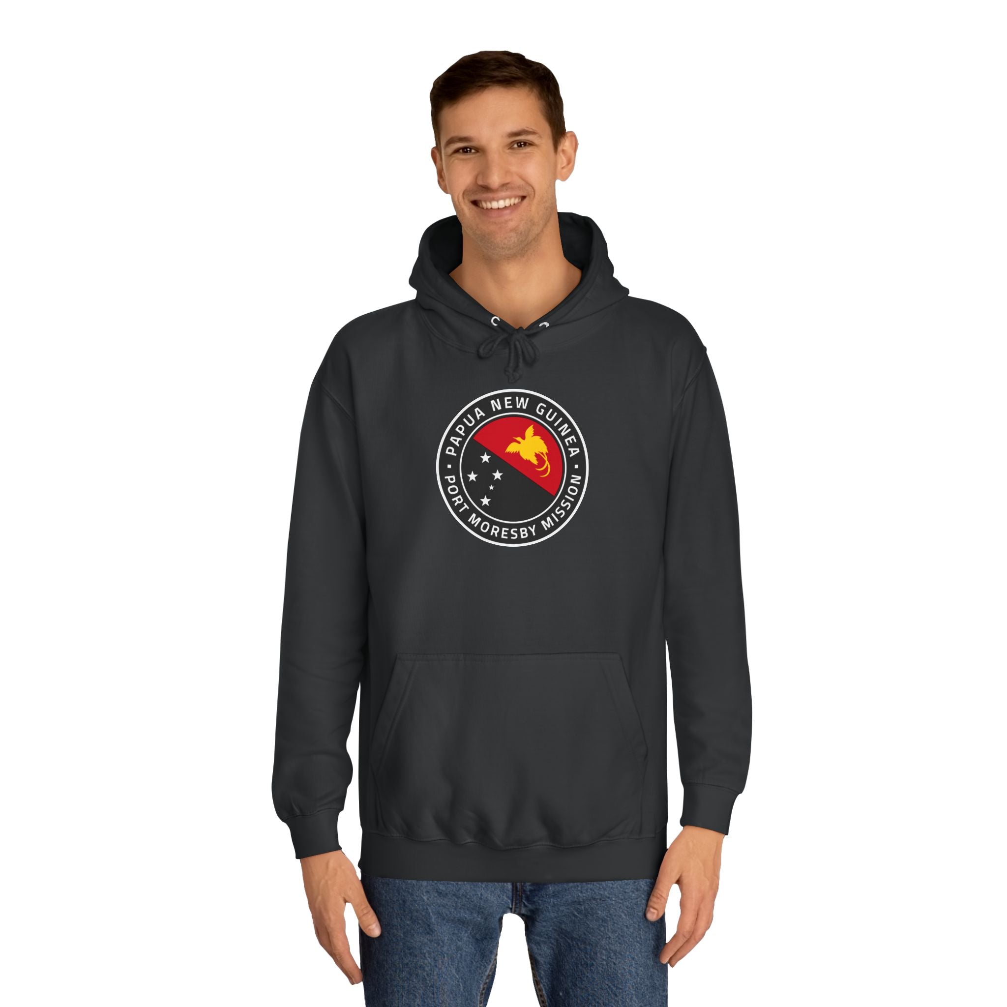 Papua New Guinea Port Moresby Mission Flag Logo (Black Border) College Hoodie - Mission Wishlist - LDS Missionary Gift Store