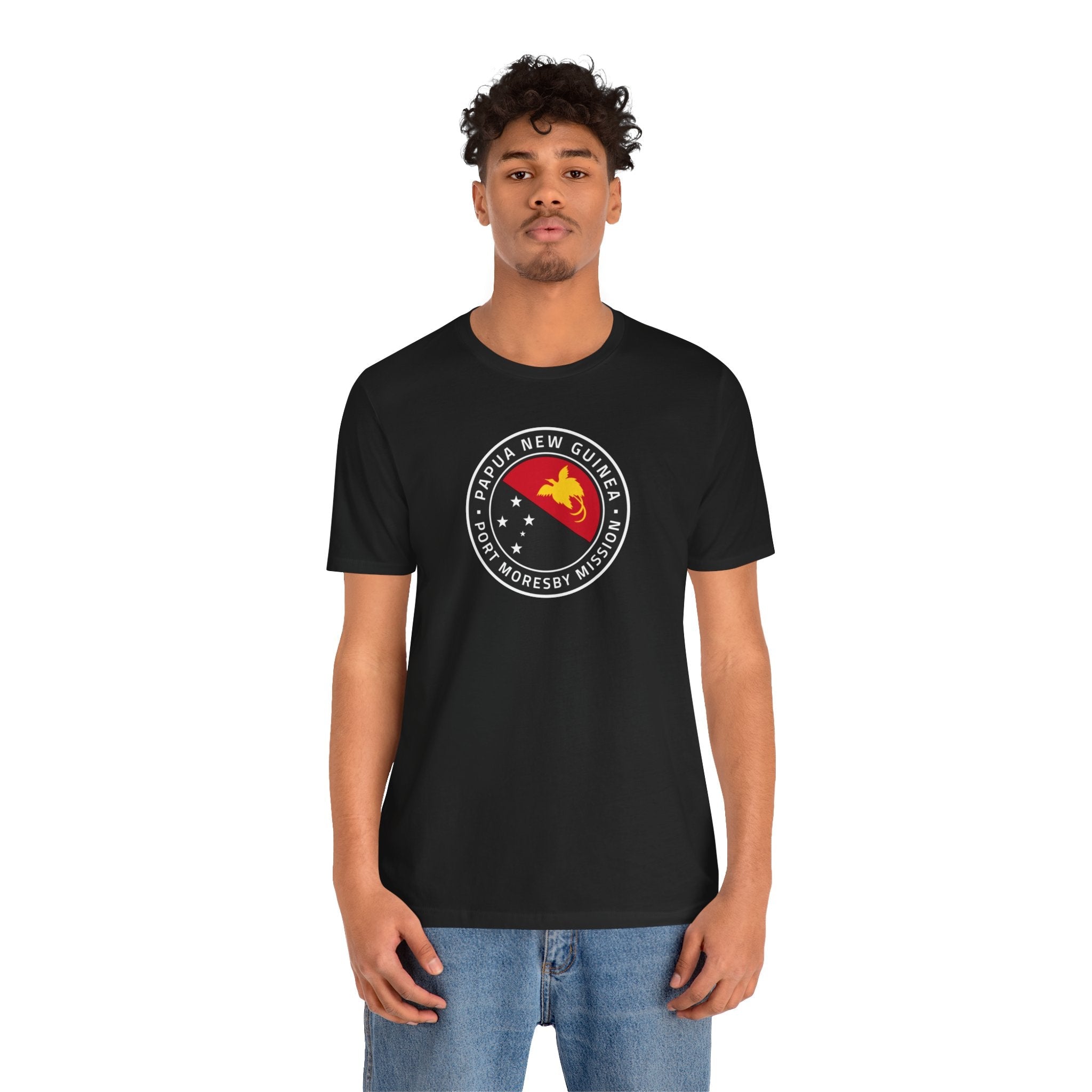 Papua New Guinea Port Moresby Mission Flag Logo (Black Border) T-shirt - Mission Wishlist - LDS Missionary Gift Store
