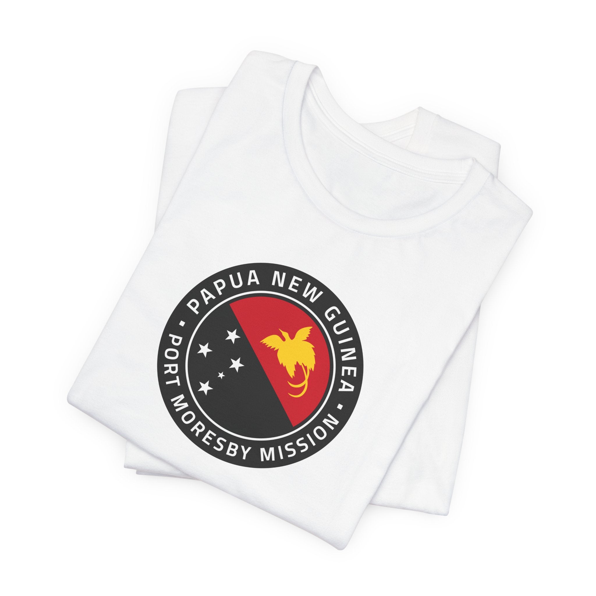 Papua New Guinea Port Moresby Mission Flag Logo (Black Border) T-shirt - Mission Wishlist - LDS Missionary Gift Store