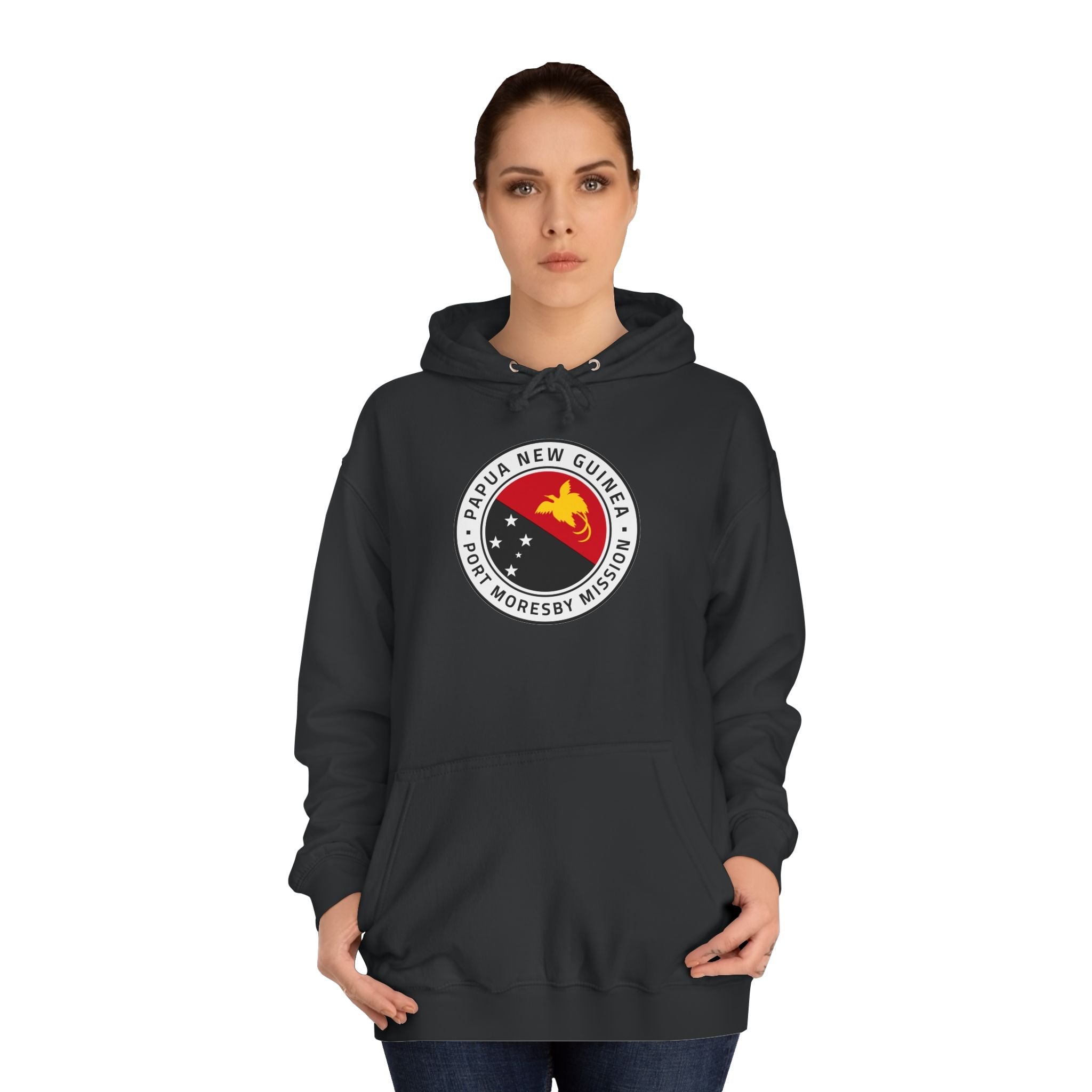 Papua New Guinea Port Moresby Mission Flag Logo (White Border) College Hoodie - Mission Wishlist - LDS Missionary Gift Store