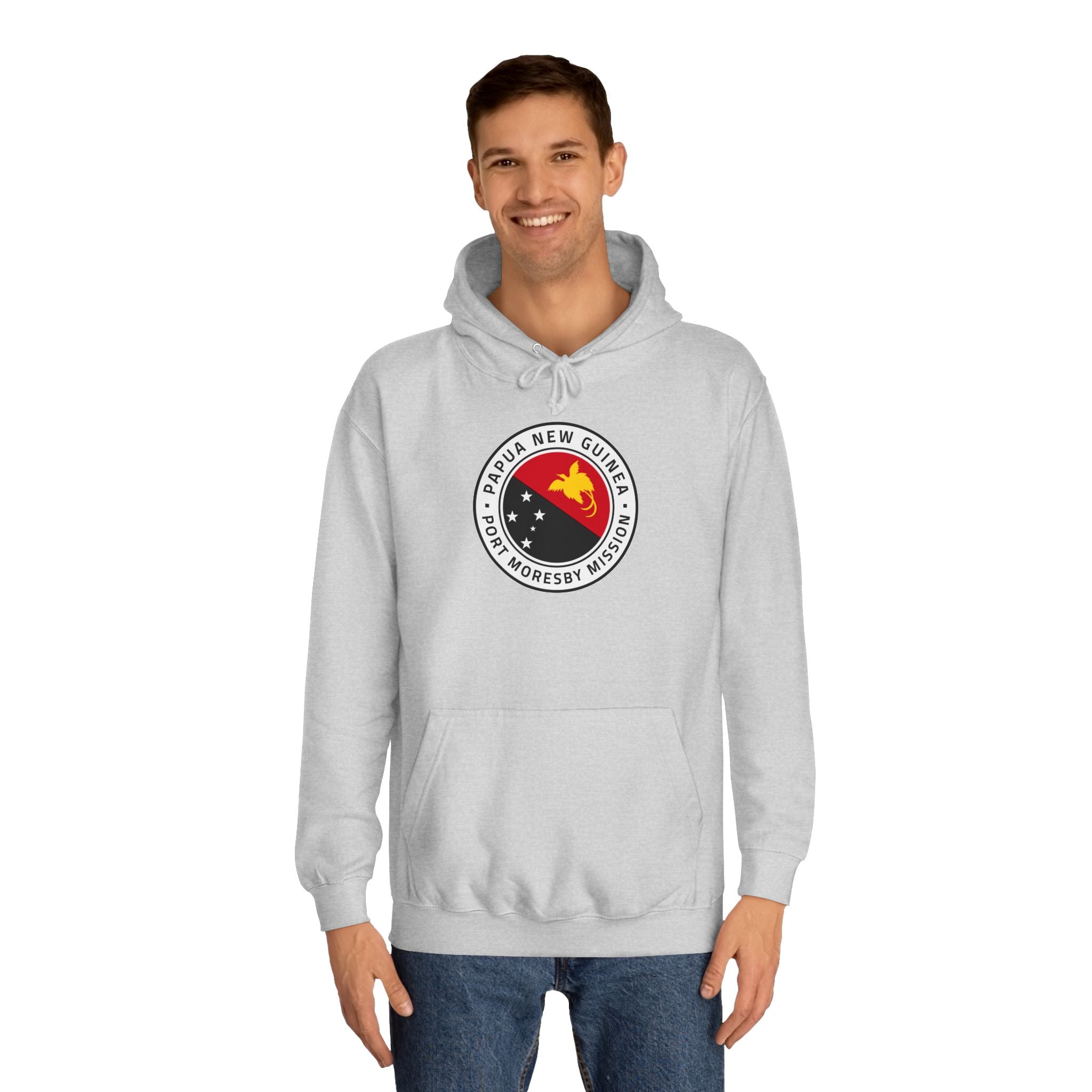 Papua New Guinea Port Moresby Mission Flag Logo (White Border) College Hoodie - Mission Wishlist - LDS Missionary Gift Store