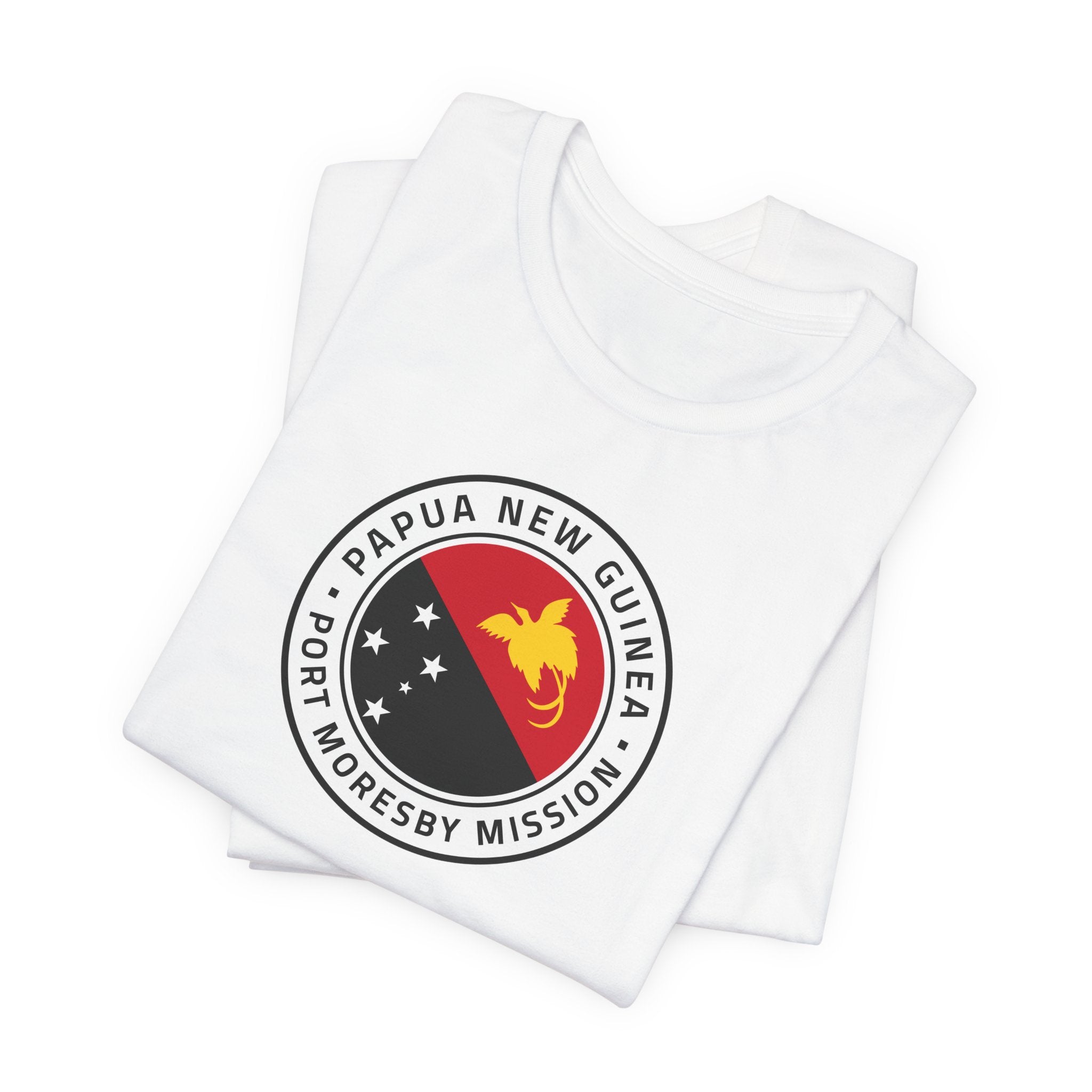 Papua New Guinea Port Moresby Mission Flag Logo (White Border) T-shirt - Mission Wishlist - LDS Missionary Gift Store