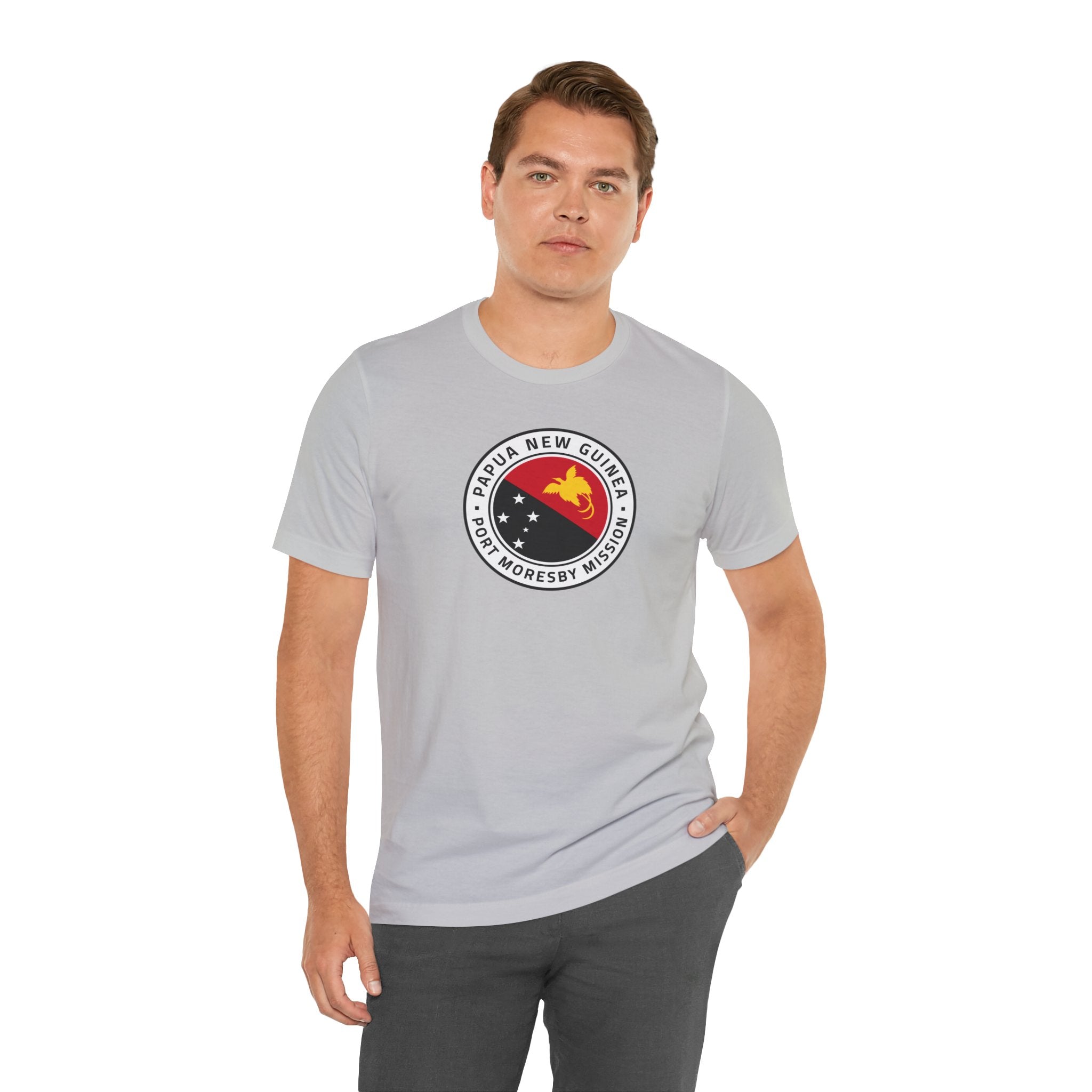 Papua New Guinea Port Moresby Mission Flag Logo (White Border) T-shirt - Mission Wishlist - LDS Missionary Gift Store