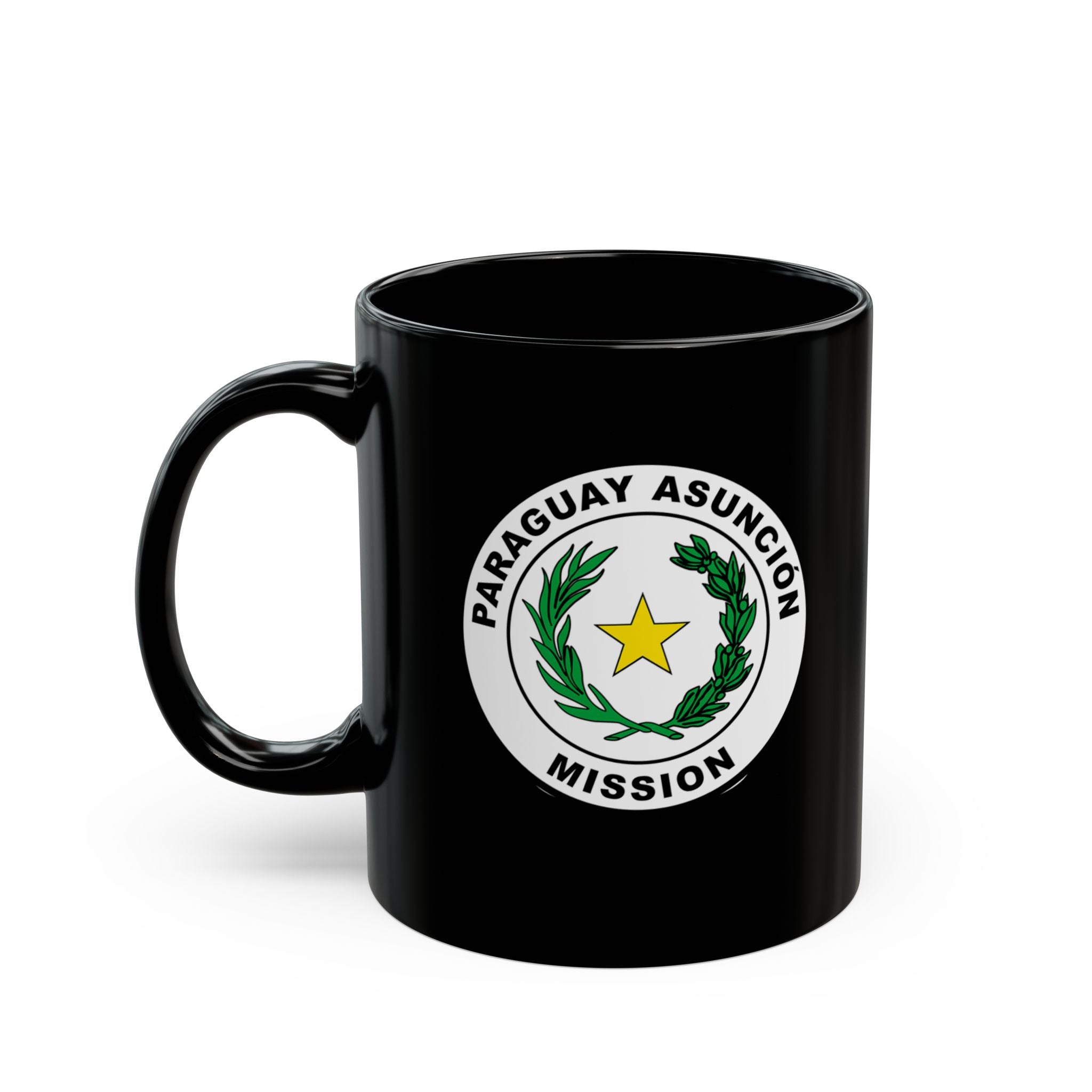 Paraguay Asuncion Mission Circular Flag Black Ceramic Mug - Latter-Day Saint LDS Missionary Gift - Book of Mormon
