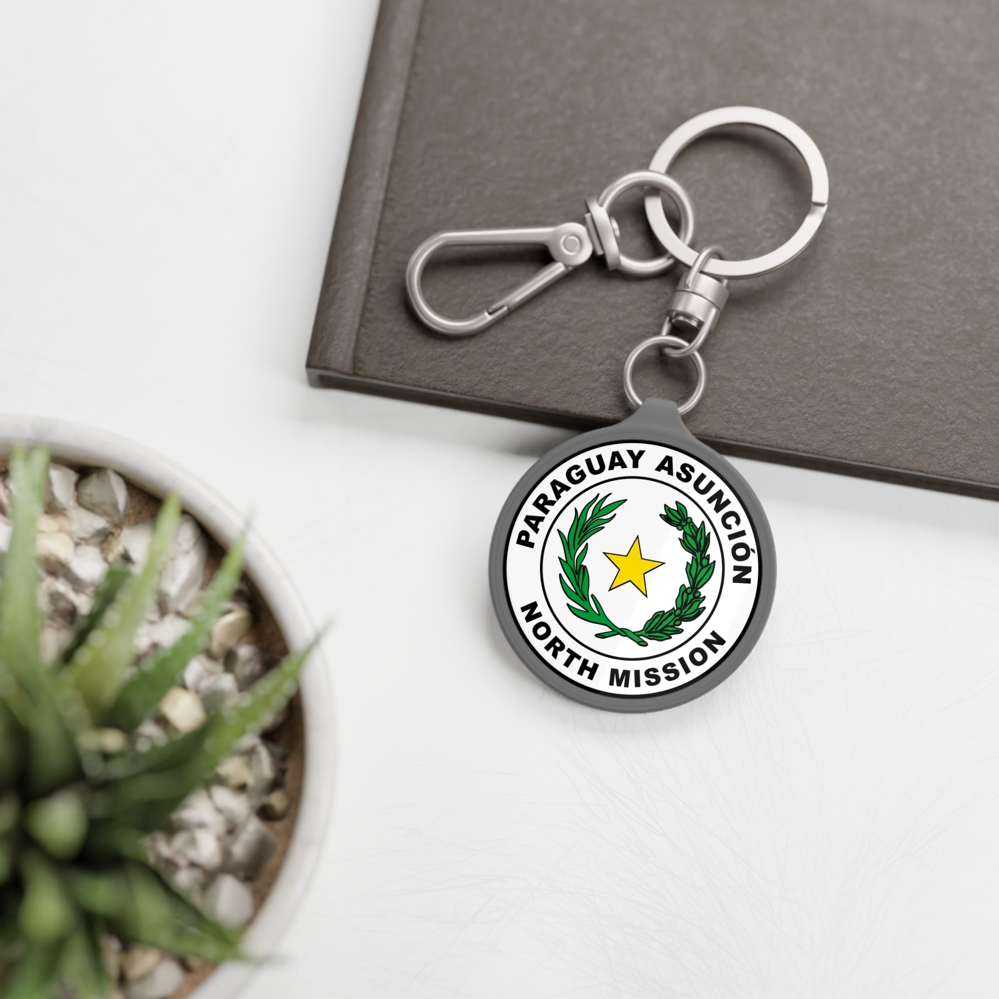 Paraguay Asuncion North Mission Circle Flag Key Tag - Latter-Day Saint LDS Missionary Gift - Book of Mormon