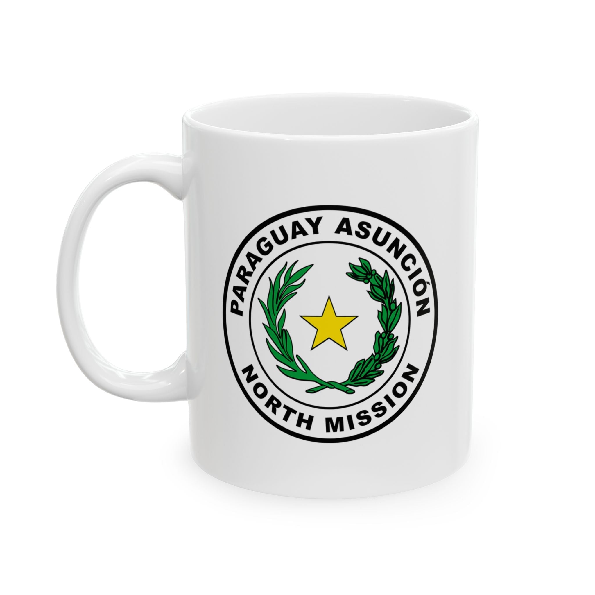 Paraguay Asuncion North Mission Circular Flag White Ceramic Mug - Latter-Day Saint LDS Missionary Gift - Book of Mormon