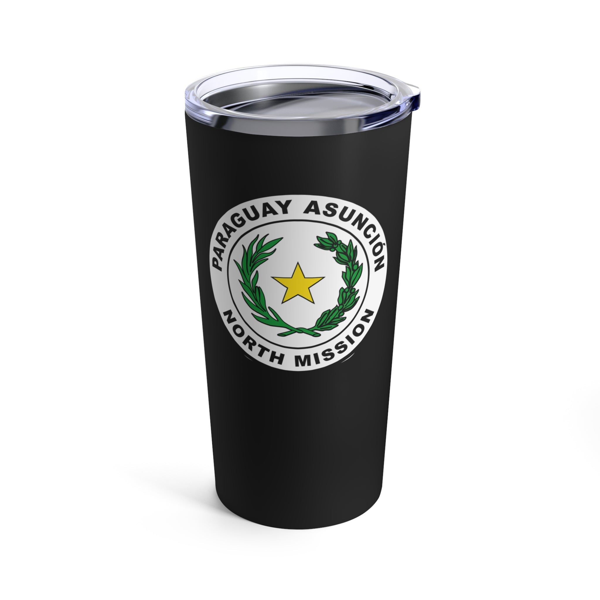 Paraguay Asuncion North Mission Flag Logo Tumbler 20oz Black - Latter-Day Saint LDS Missionary Gift - Book of Mormon
