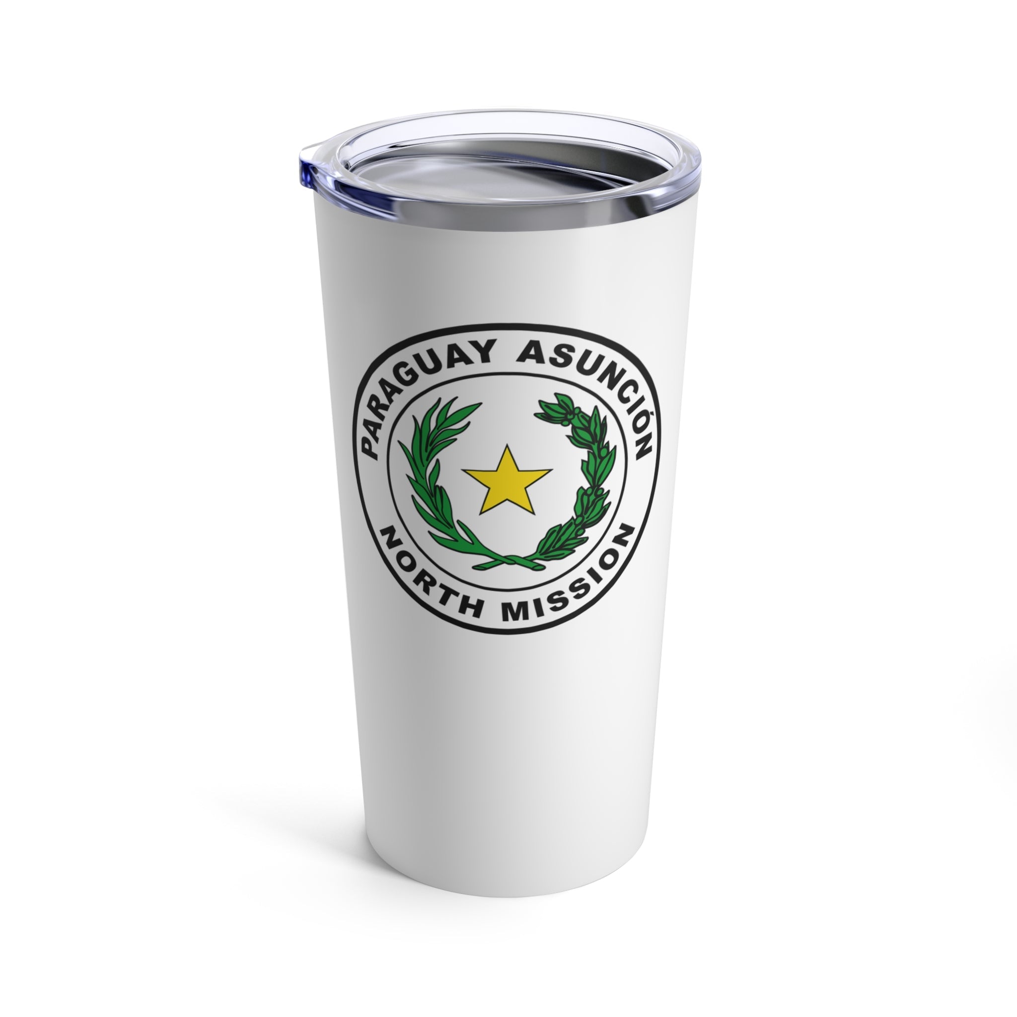 Paraguay Asuncion North Mission Flag Logo Tumbler 20oz White - Latter-Day Saint LDS Missionary Gift - Book of Mormon