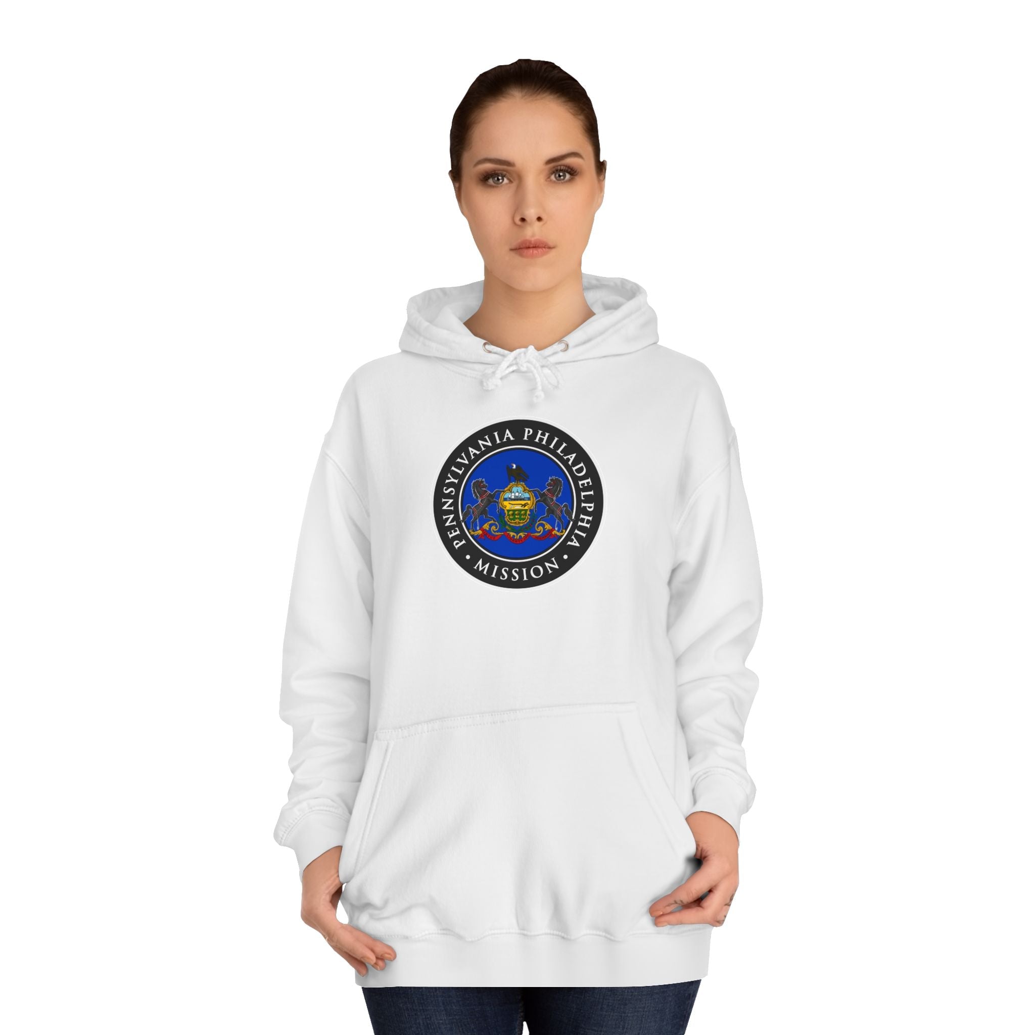 Pennsylvania Philadelphia Mission State Flag Logo (Black Border) College Hoodie - Mission Wishlist - LDS Missionary Gift Store