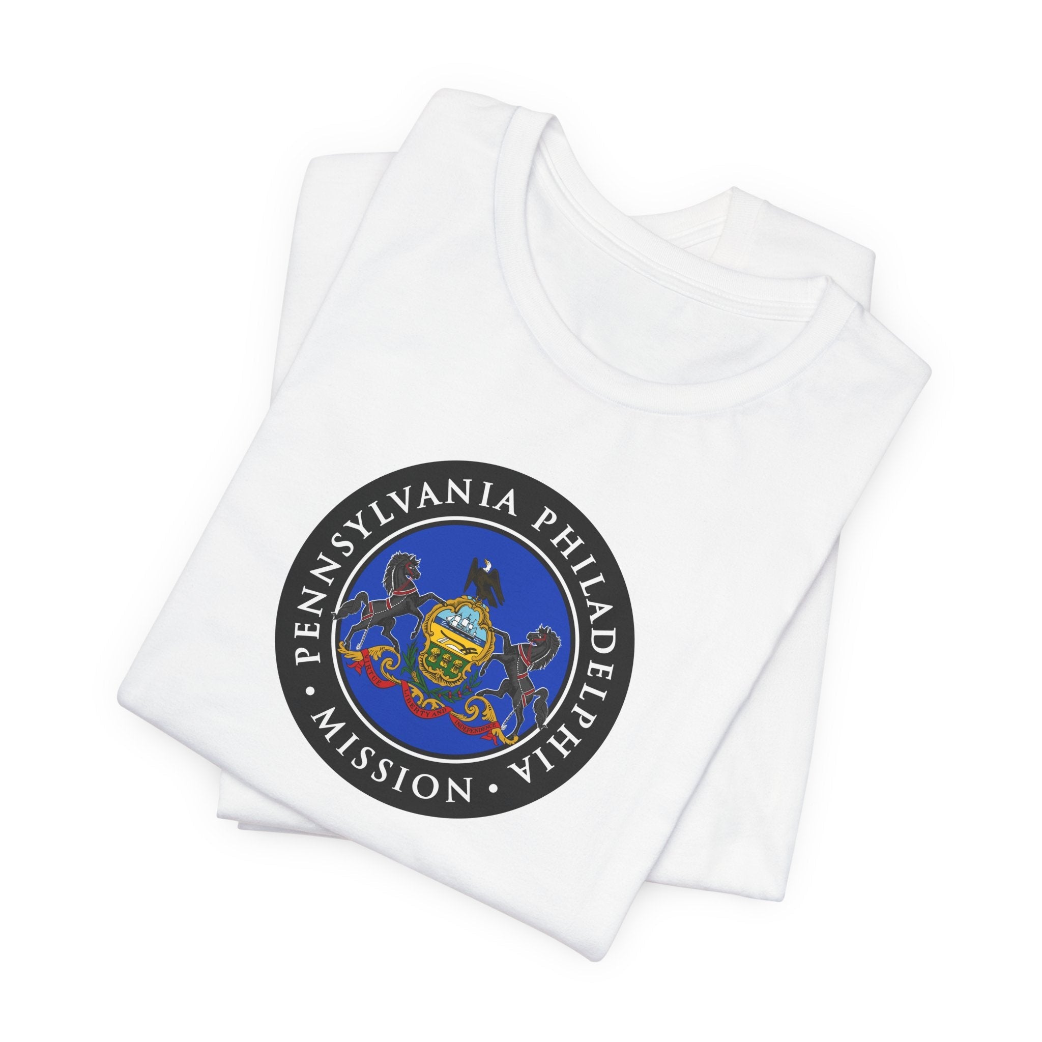 Pennsylvania Philadelphia Mission State Flag Logo (Black Border) T-shirt - Latter-Day Saint LDS Missionary Gift - Book of Mormon
