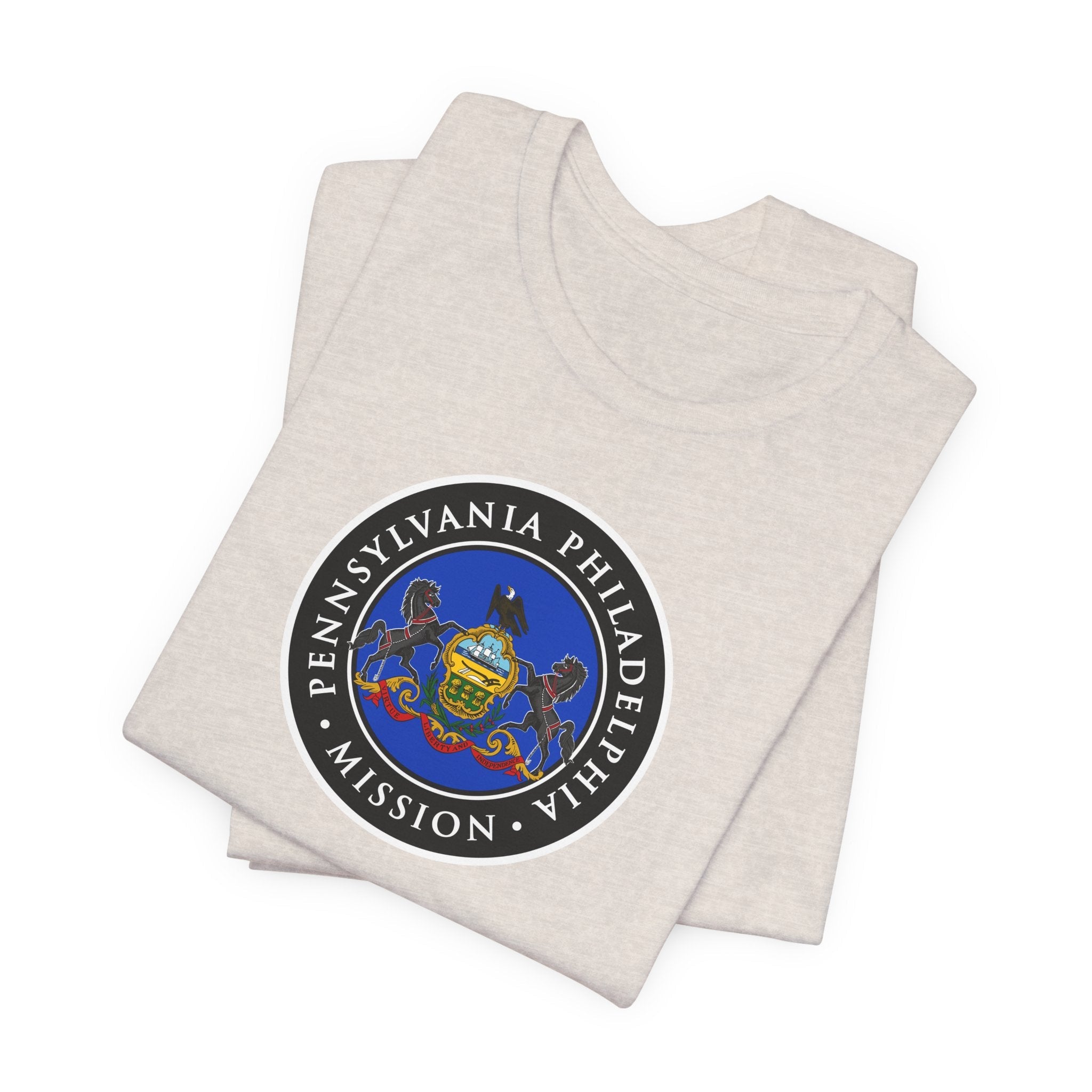 Pennsylvania Philadelphia Mission State Flag Logo (Black Border) T-shirt - Latter-Day Saint LDS Missionary Gift - Book of Mormon