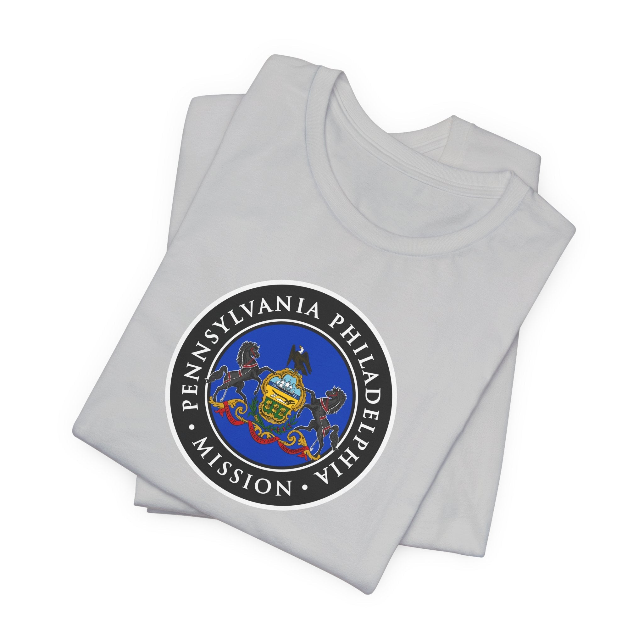 Pennsylvania Philadelphia Mission State Flag Logo (Black Border) T-shirt - Latter-Day Saint LDS Missionary Gift - Book of Mormon