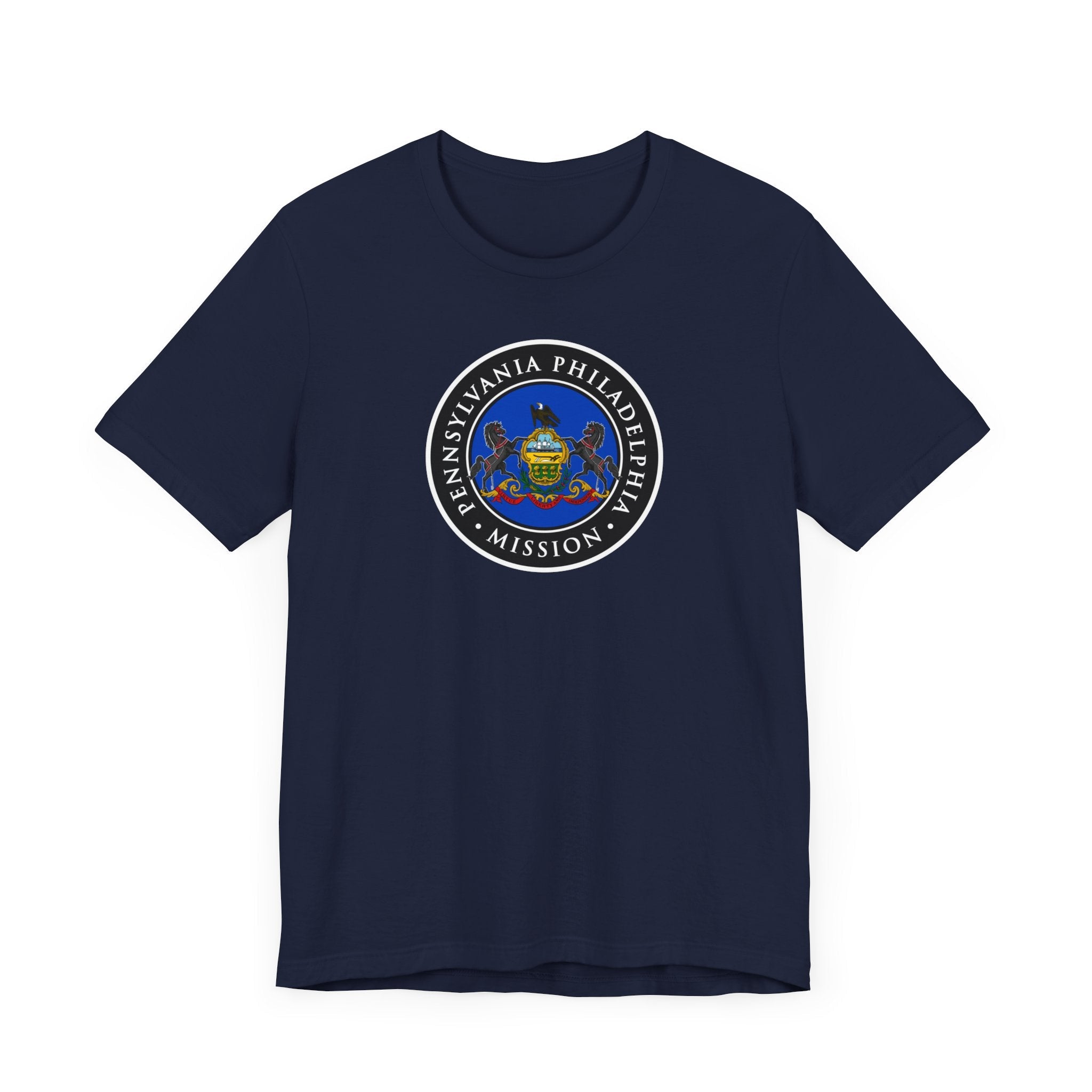Pennsylvania Philadelphia Mission State Flag Logo (Black Border) T-shirt - Latter-Day Saint LDS Missionary Gift - Book of Mormon