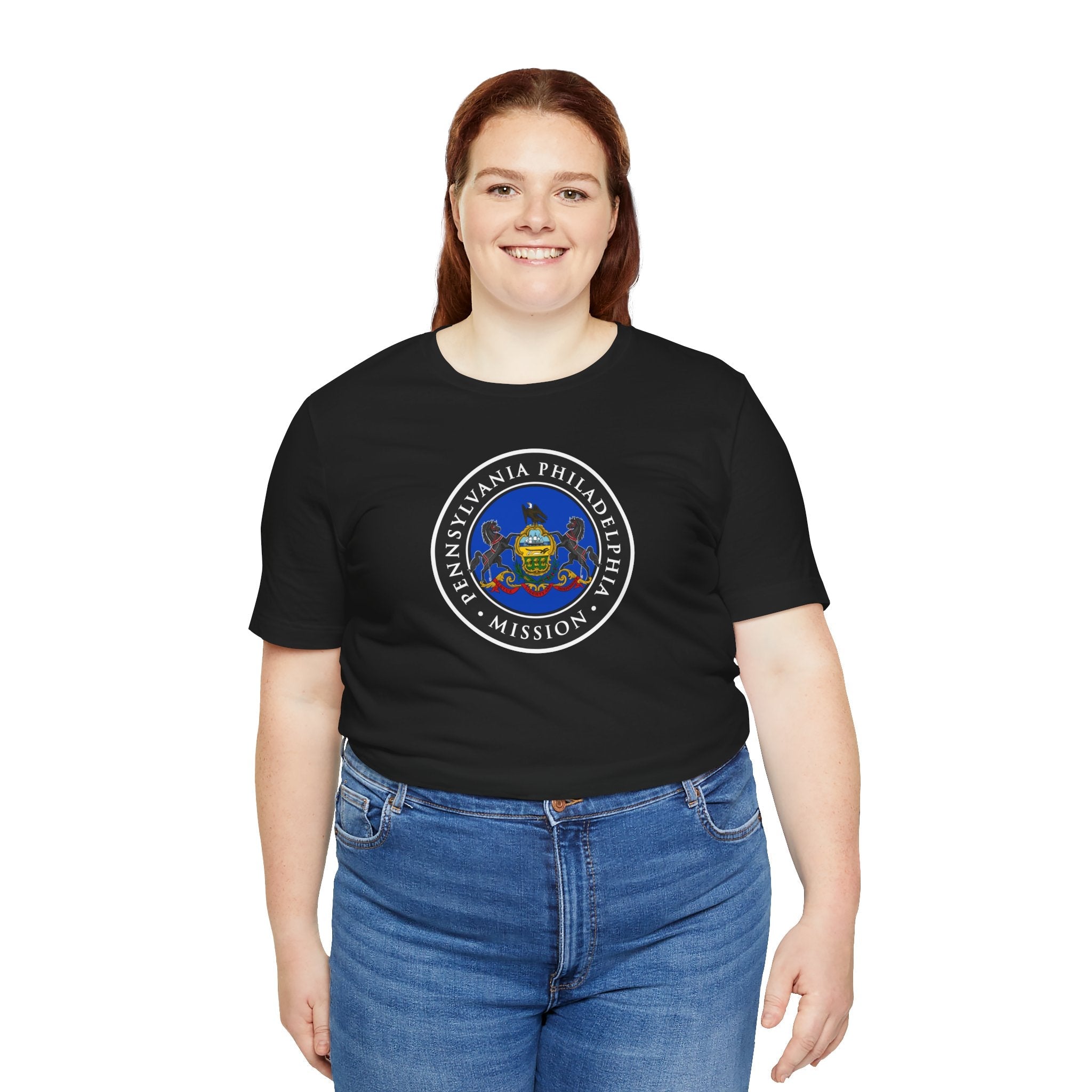 Pennsylvania Philadelphia Mission State Flag Logo (Black Border) T-shirt - Latter-Day Saint LDS Missionary Gift - Book of Mormon