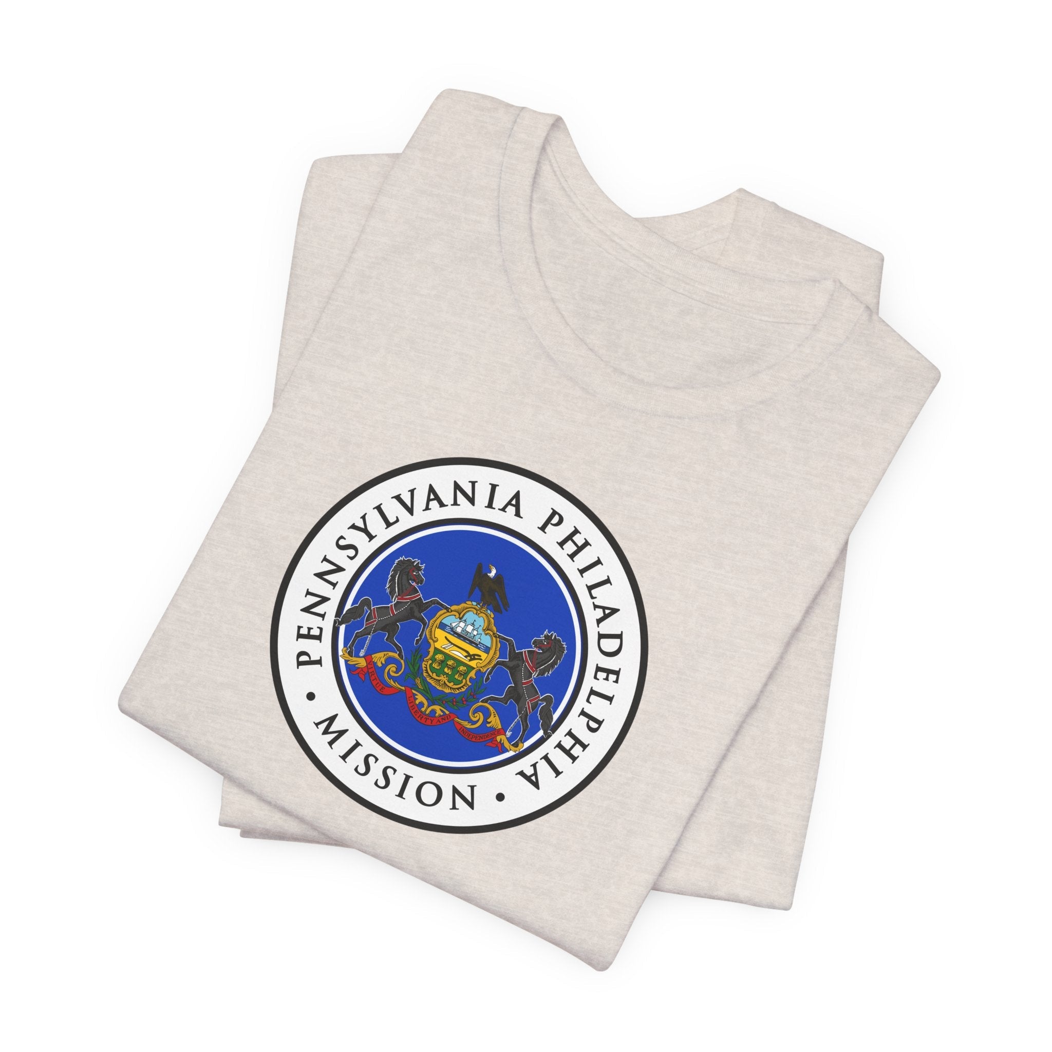 Pennsylvania Philadelphia Mission State Flag Logo (White Border) T-shirt - Mission Wishlist - LDS Missionary Gift Store