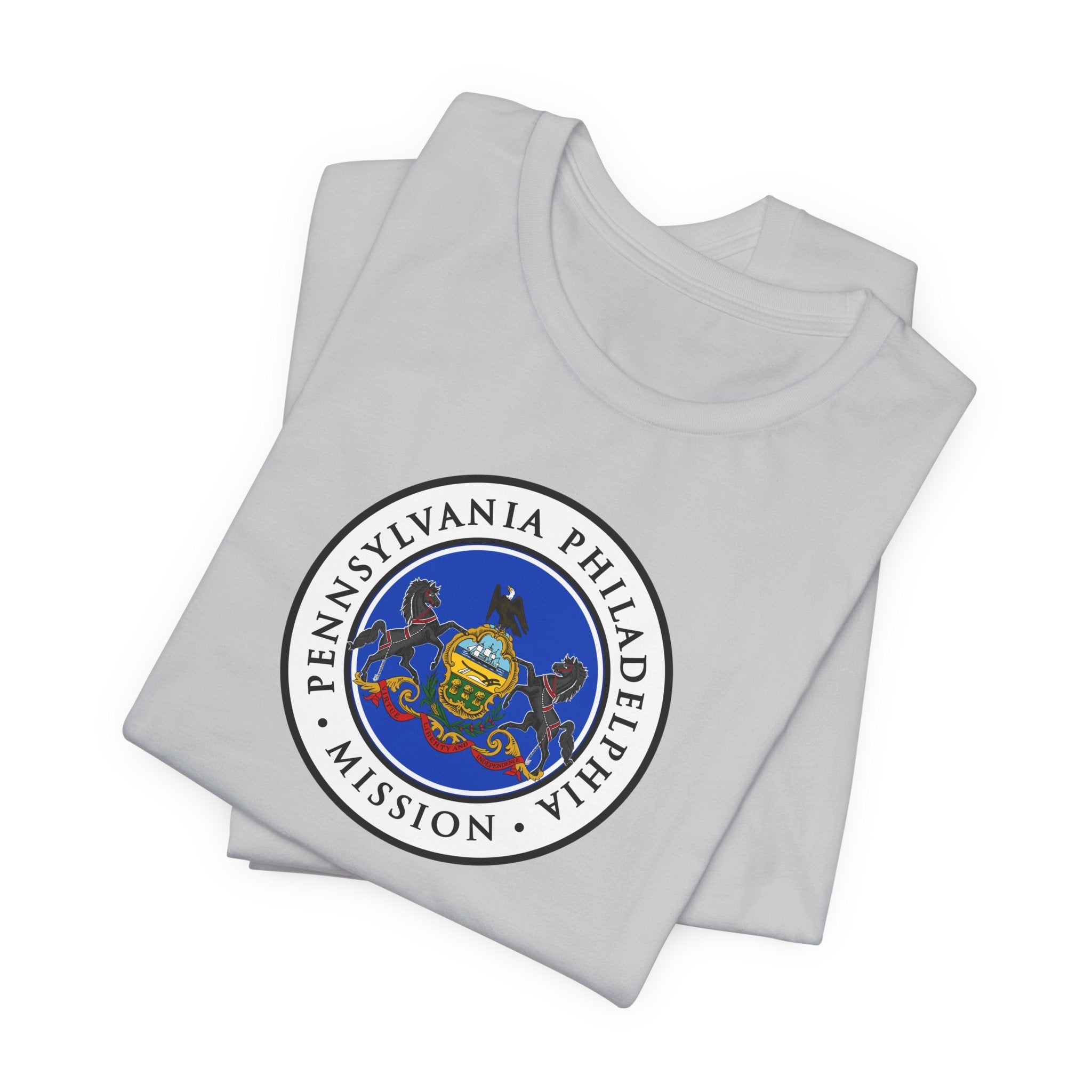 Pennsylvania Philadelphia Mission State Flag Logo (White Border) T-shirt - Mission Wishlist - LDS Missionary Gift Store