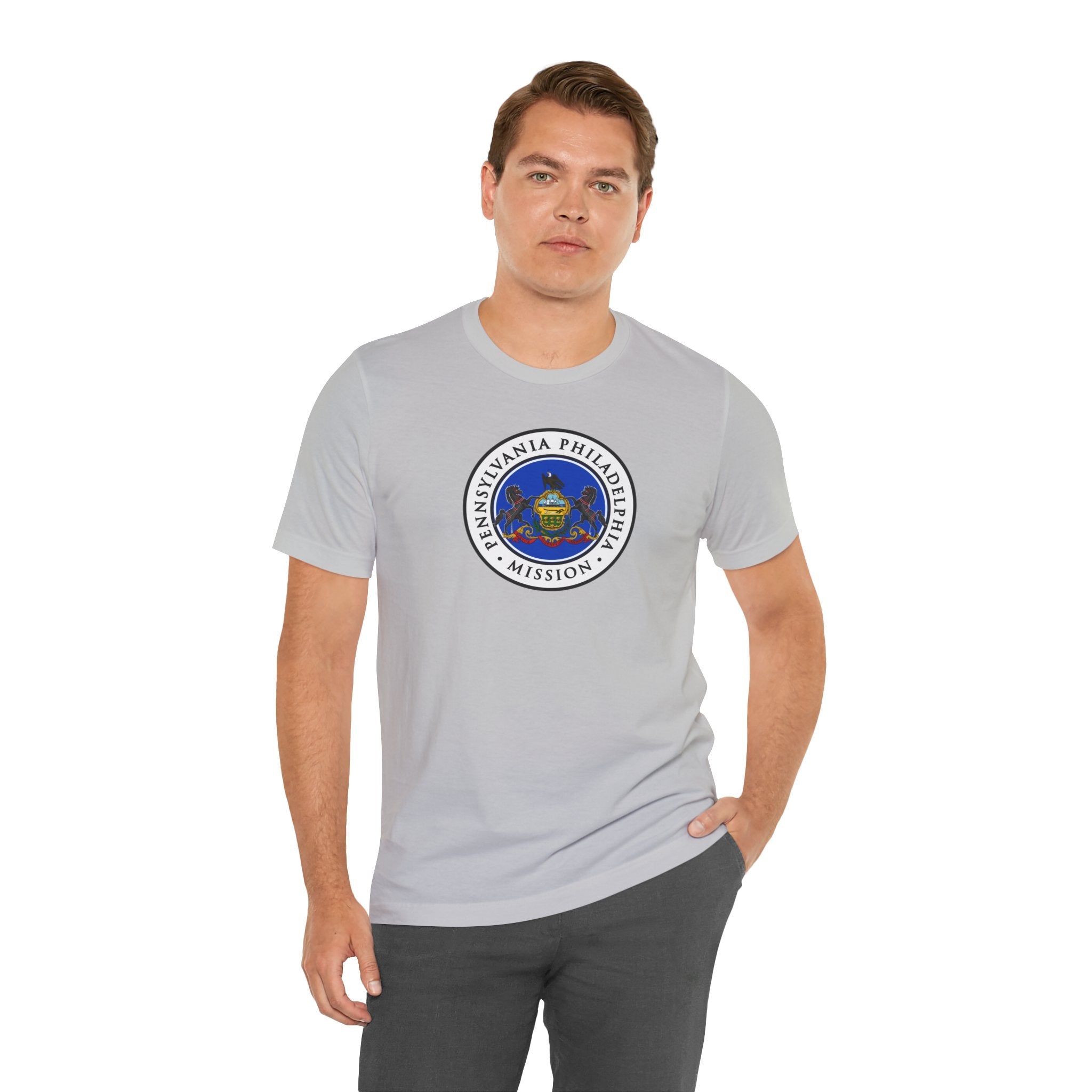 Pennsylvania Philadelphia Mission State Flag Logo (White Border) T-shirt - Mission Wishlist - LDS Missionary Gift Store