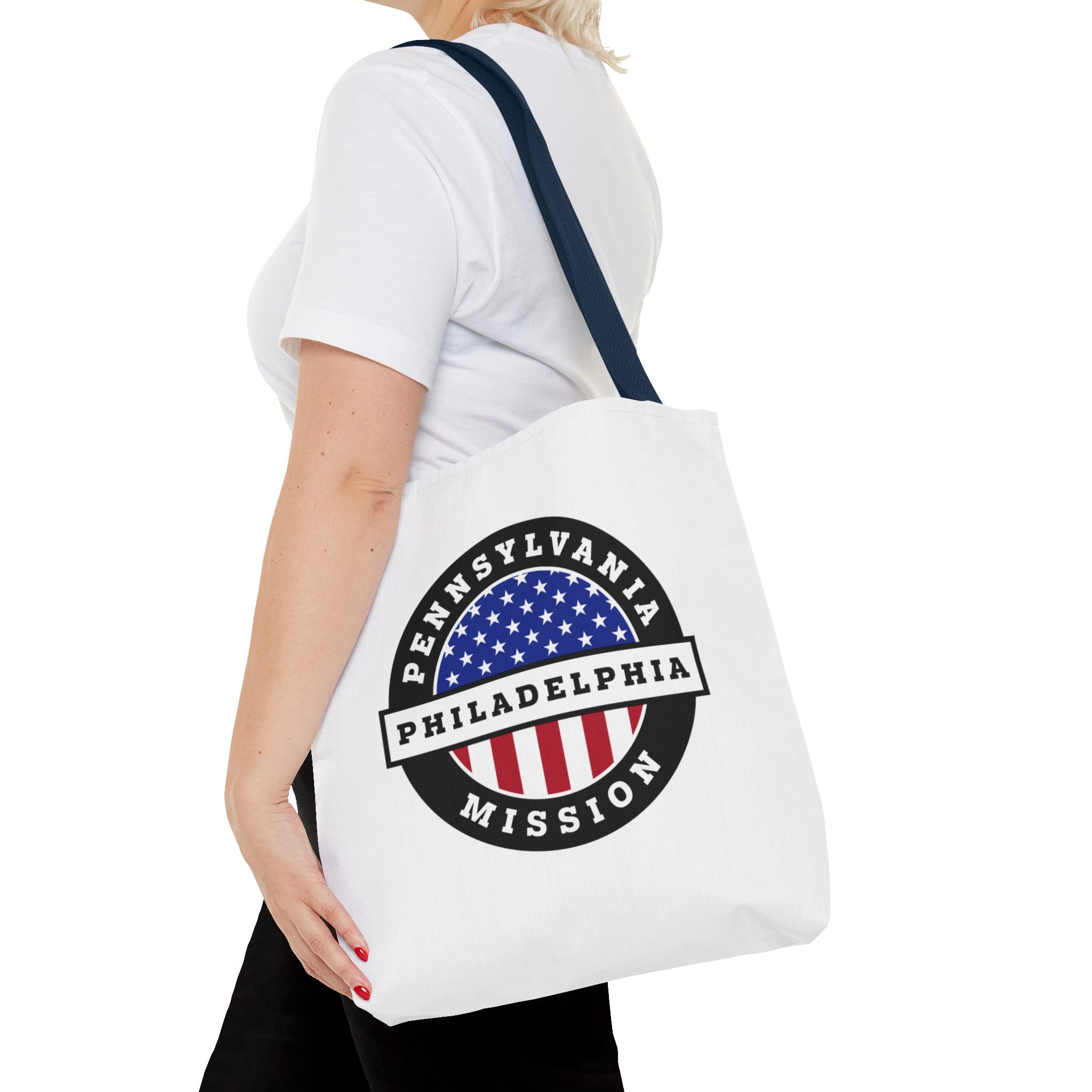 Pennsylvania Philadelphia Mission USA Flag Logo Tote Bag White - Mission Wishlist - LDS Missionary Gift Store