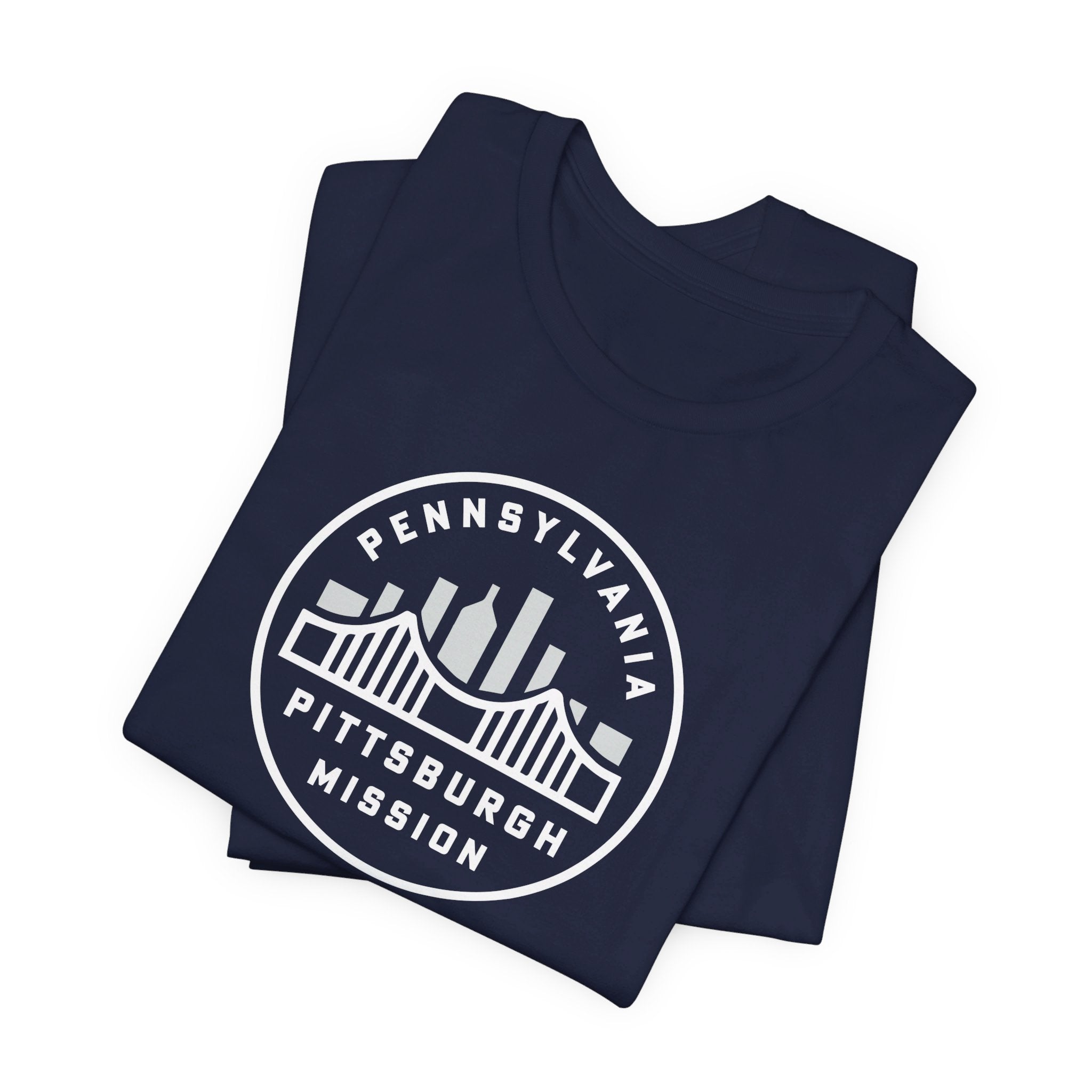 Pennsylvania Pittsburgh Mission Circular Monochrome Logo T-Shirt - Mission Wishlist - LDS Missionary Gift Store