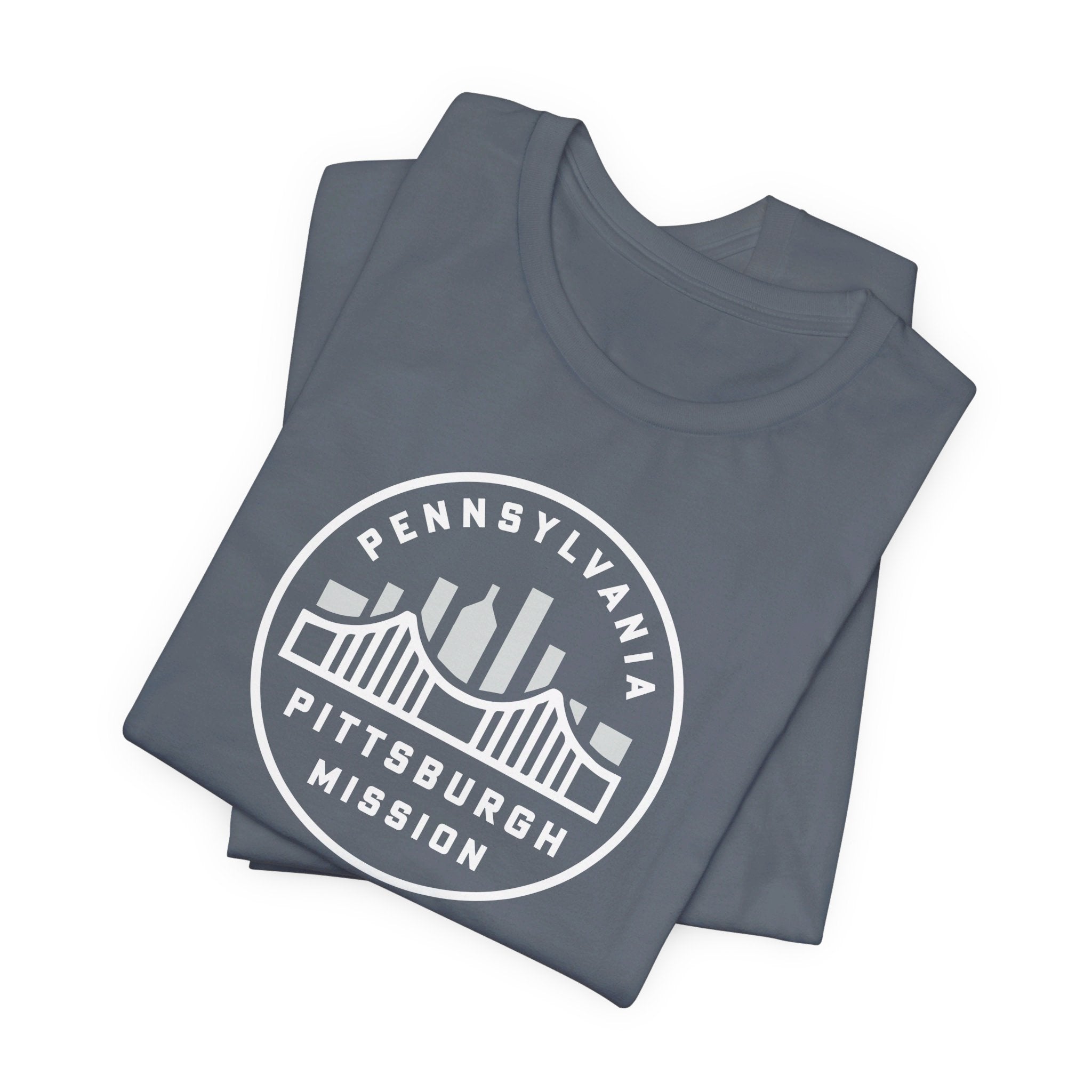 Pennsylvania Pittsburgh Mission Circular Monochrome Logo T-Shirt - Mission Wishlist - LDS Missionary Gift Store