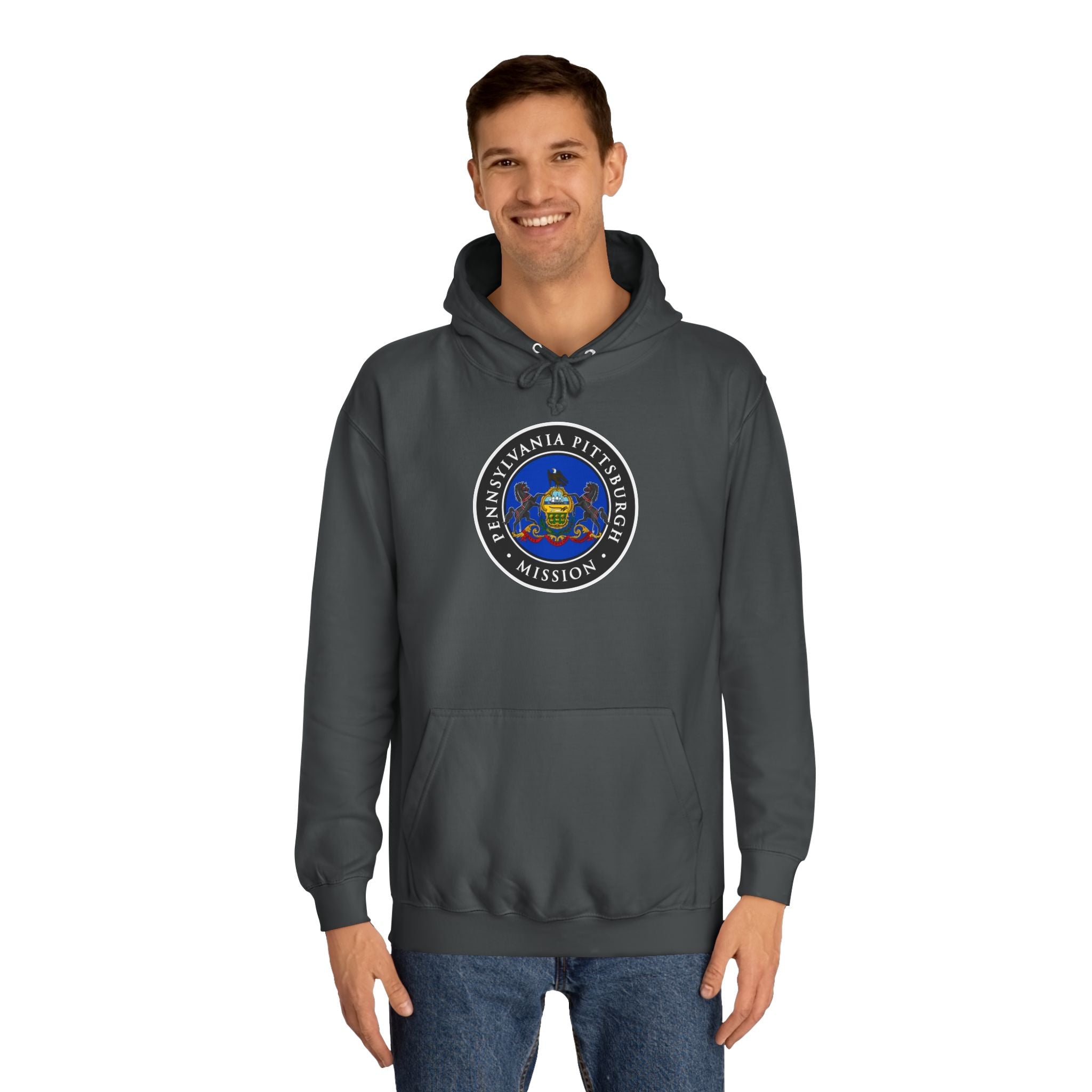 Pennsylvania Pittsburgh Mission State Flag Logo (Black Border) College Hoodie - Mission Wishlist - LDS Missionary Gift Store