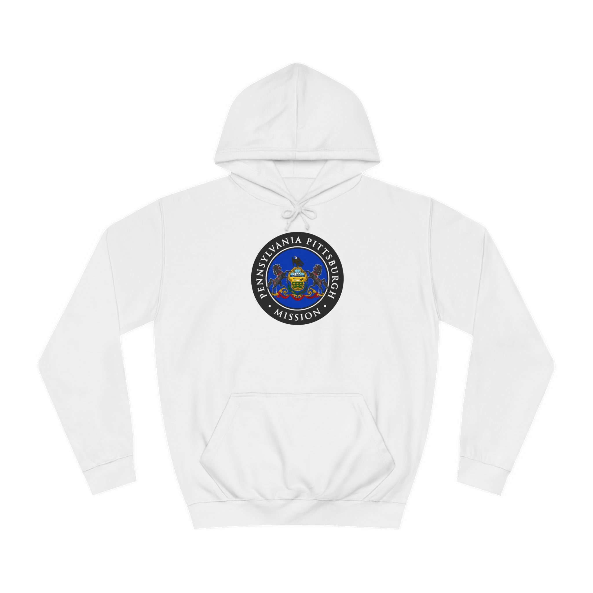 Pennsylvania Pittsburgh Mission State Flag Logo (Black Border) College Hoodie - Mission Wishlist - LDS Missionary Gift Store