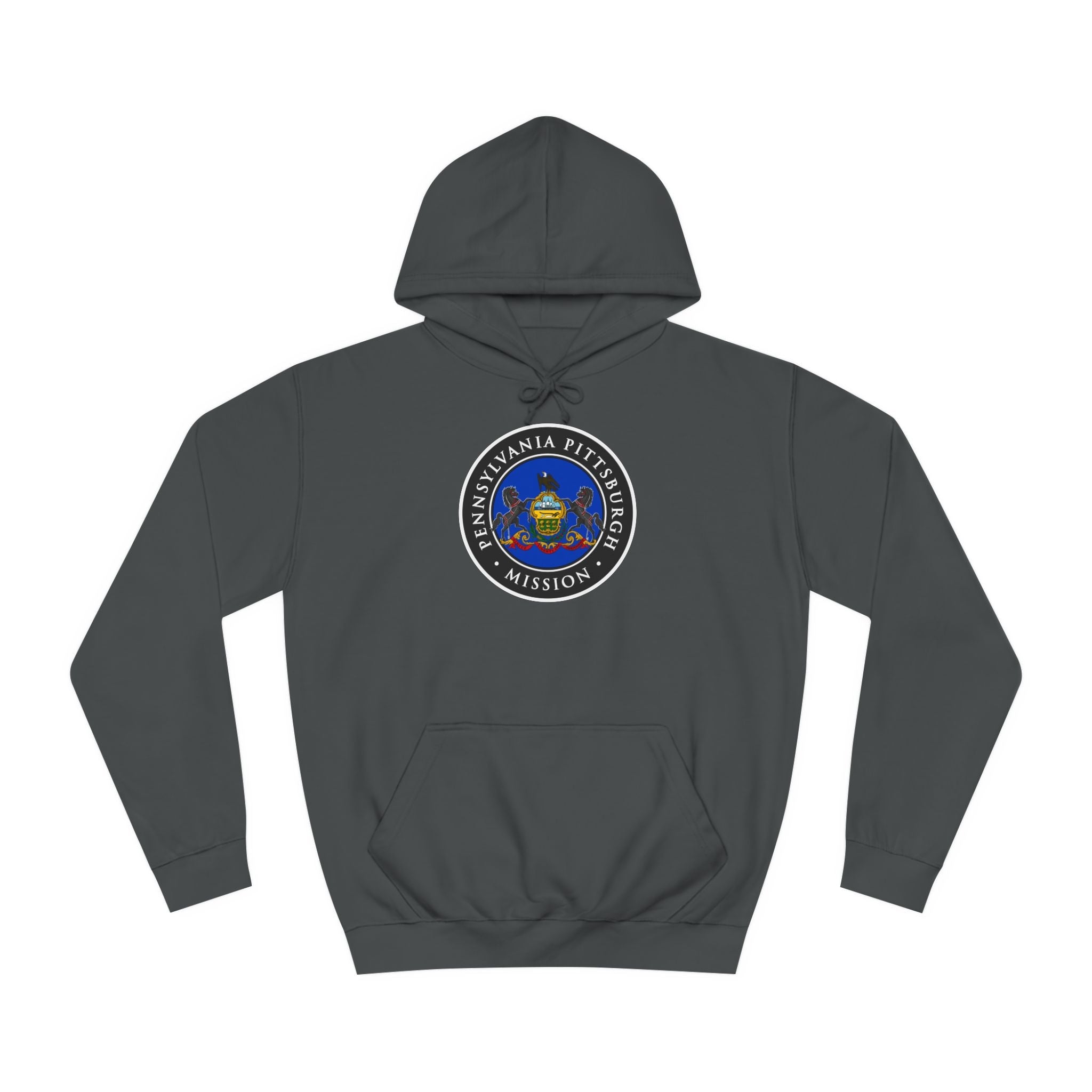 Pennsylvania Pittsburgh Mission State Flag Logo (Black Border) College Hoodie - Mission Wishlist - LDS Missionary Gift Store