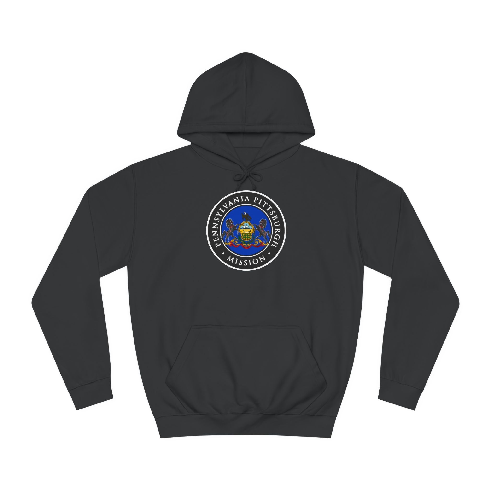 Pennsylvania Pittsburgh Mission State Flag Logo (Black Border) College Hoodie - Mission Wishlist - LDS Missionary Gift Store
