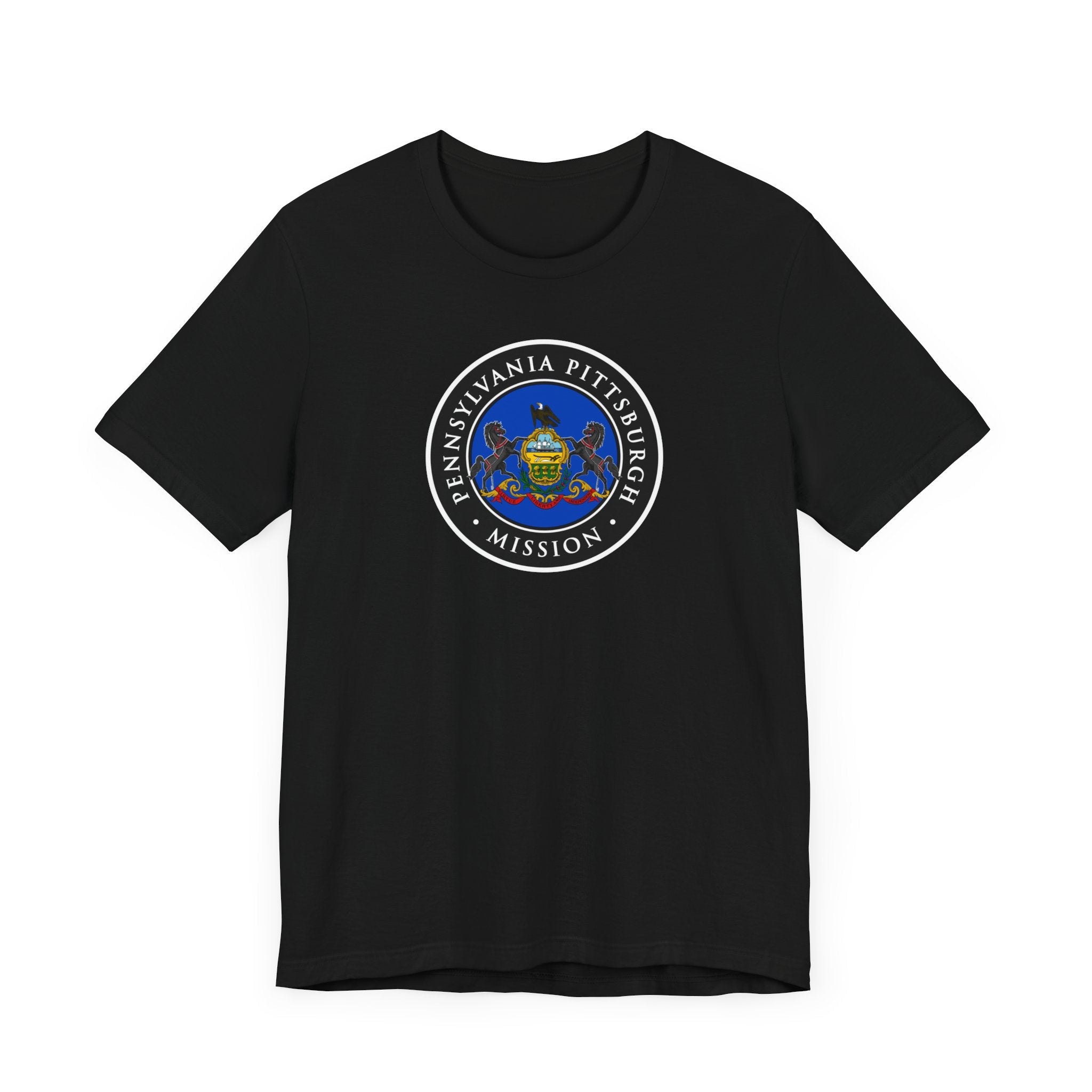 Pennsylvania Pittsburgh Mission State Flag Logo (Black Border) T-shirt - Mission Wishlist - LDS Missionary Gift Store
