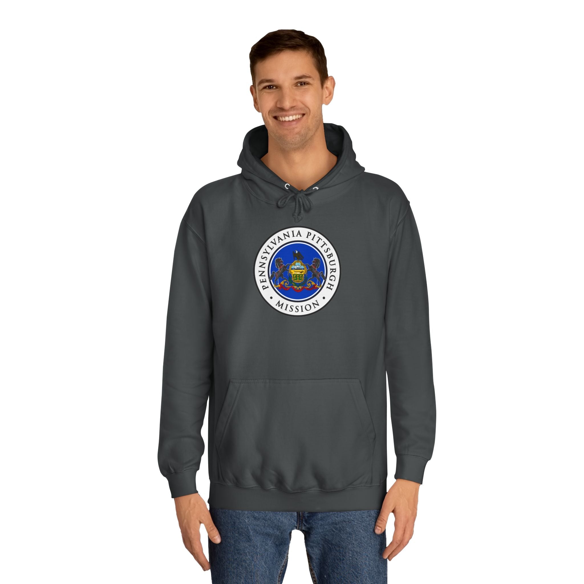 Pennsylvania Pittsburgh Mission State Flag Logo (White Border) College Hoodie - Mission Wishlist - LDS Missionary Gift Store