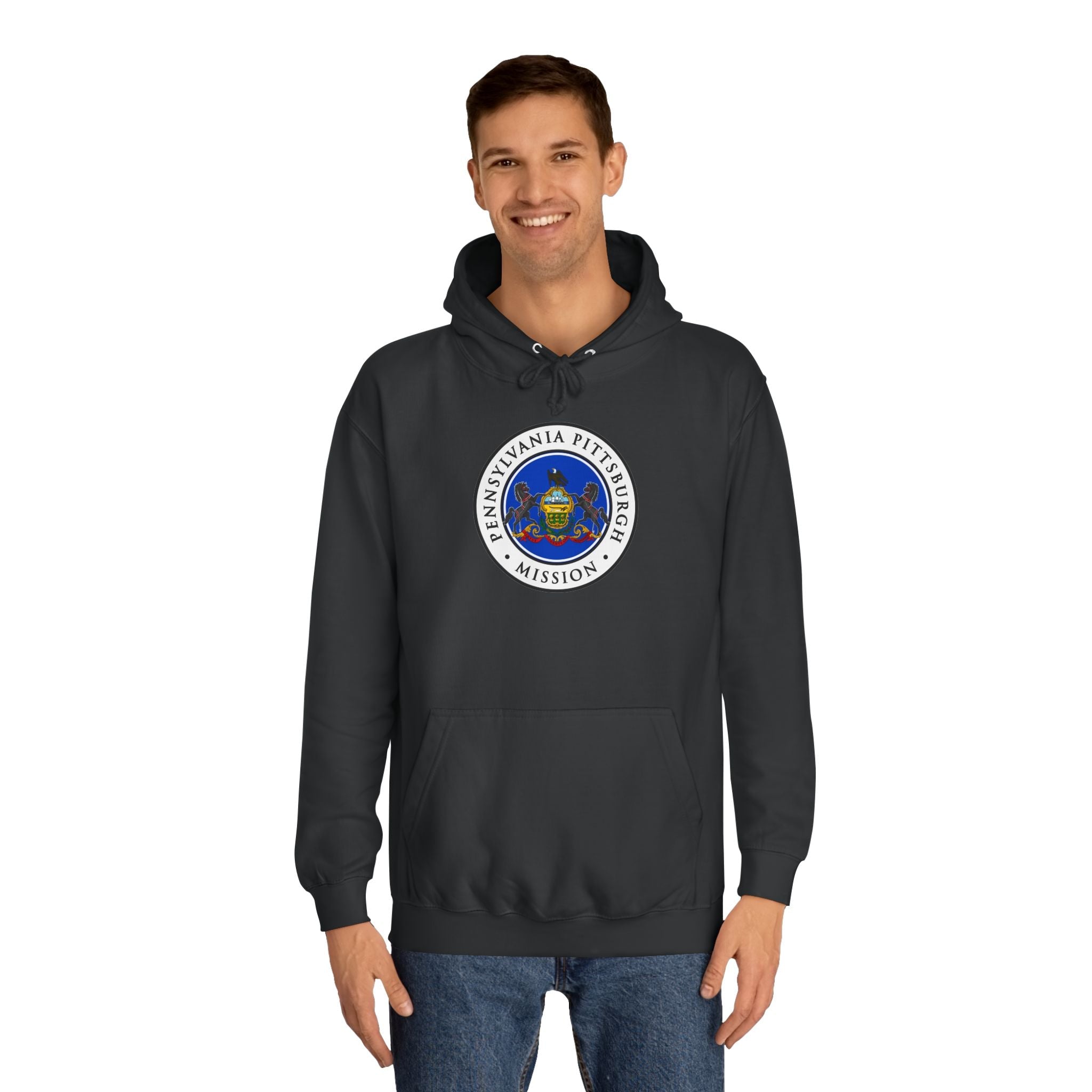 Pennsylvania Pittsburgh Mission State Flag Logo (White Border) College Hoodie - Mission Wishlist - LDS Missionary Gift Store