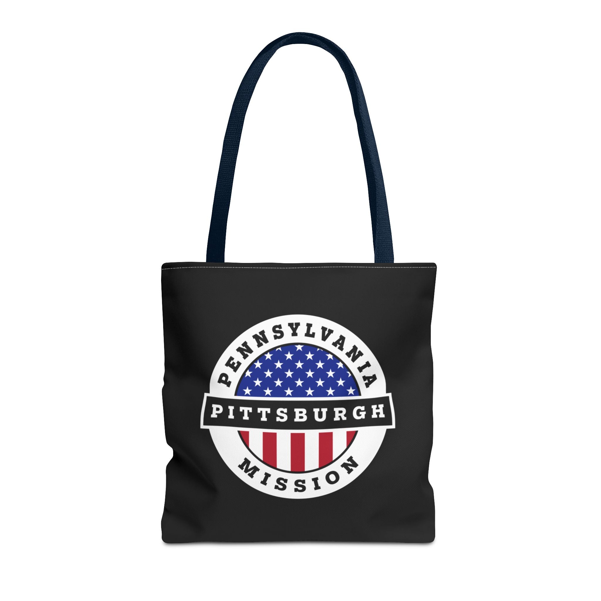 Pennsylvania Pittsburgh Mission USA Flag Logo Tote Bag Black - Mission Wishlist - LDS Missionary Gift Store