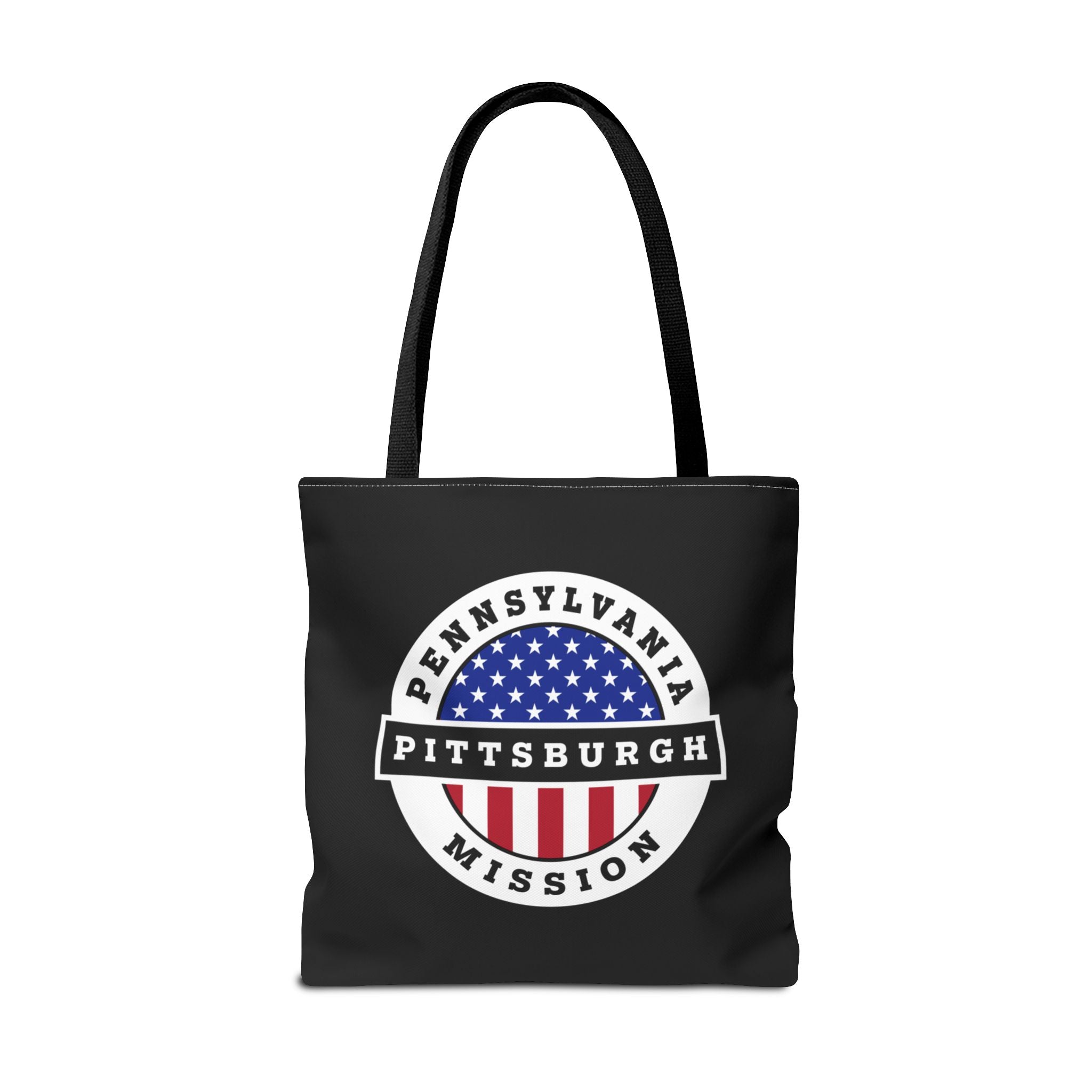 Pennsylvania Pittsburgh Mission USA Flag Logo Tote Bag Black - Mission Wishlist - LDS Missionary Gift Store