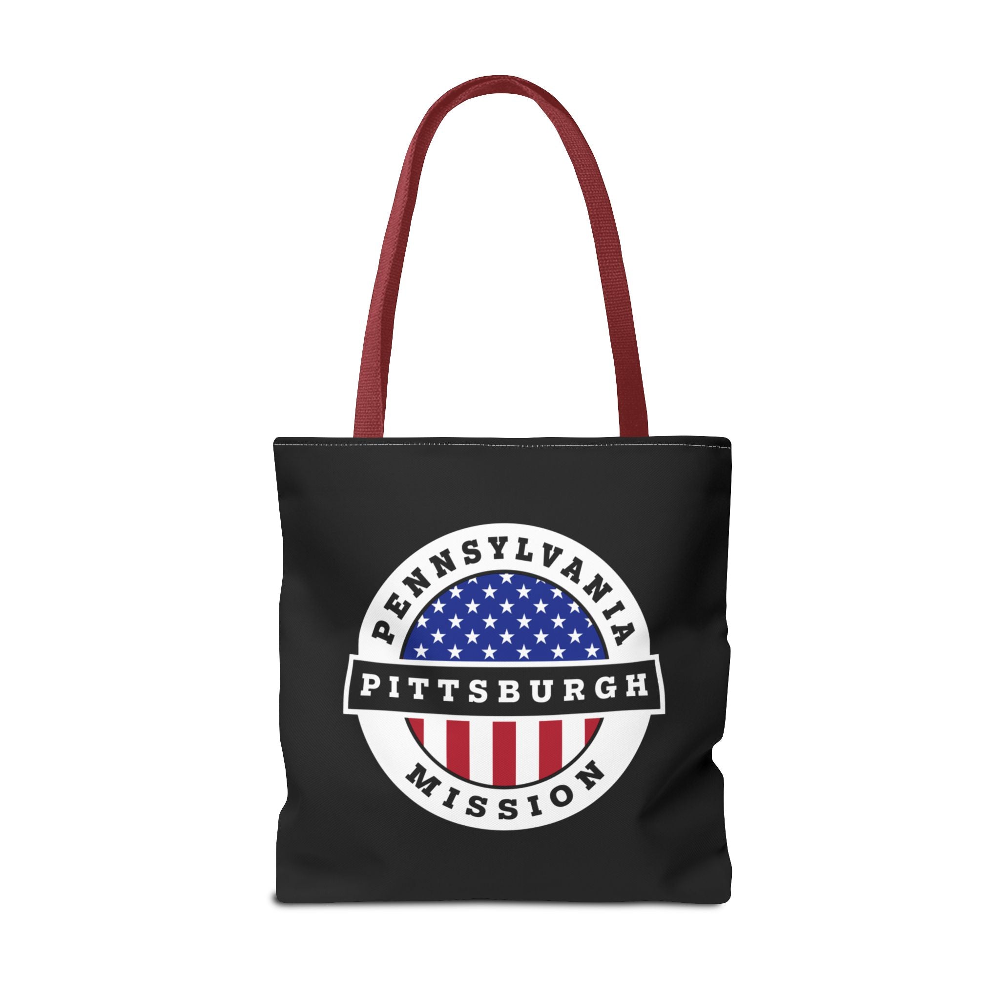 Pennsylvania Pittsburgh Mission USA Flag Logo Tote Bag Black - Mission Wishlist - LDS Missionary Gift Store