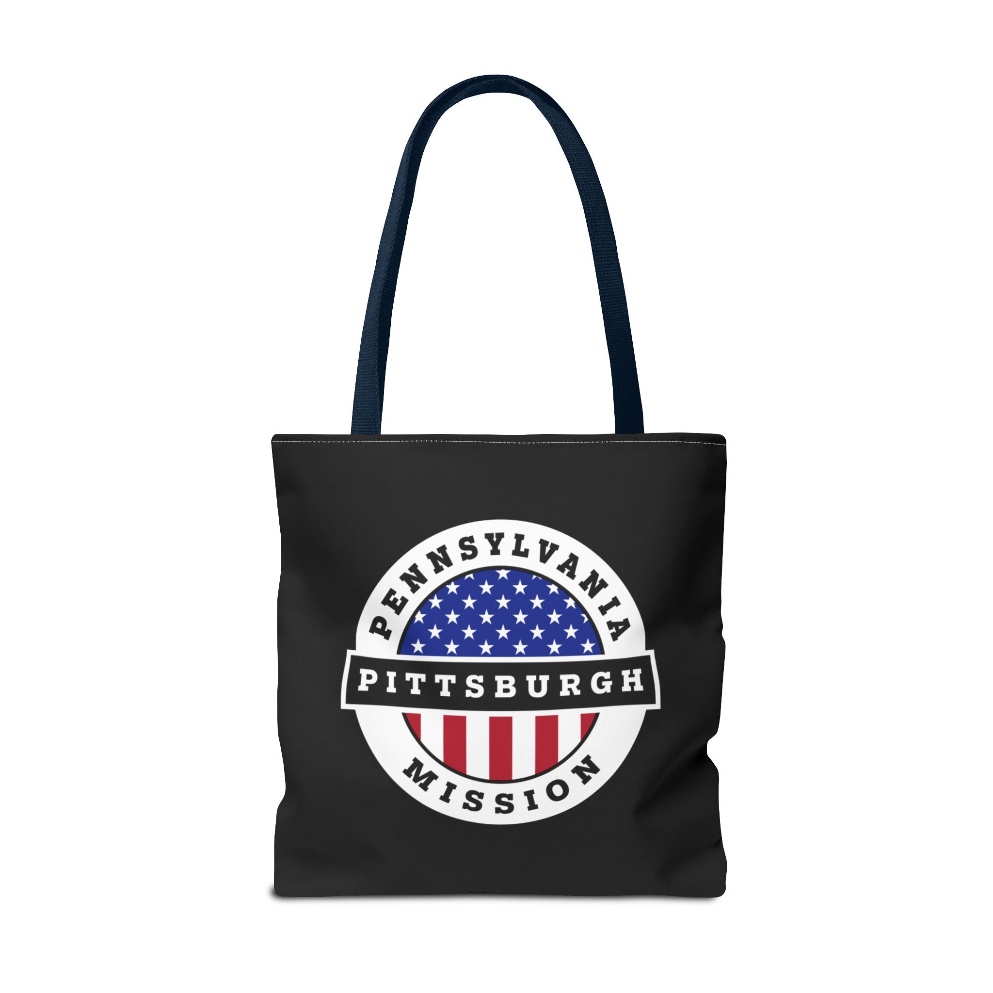 Pennsylvania Pittsburgh Mission USA Flag Logo Tote Bag Black - Mission Wishlist - LDS Missionary Gift Store
