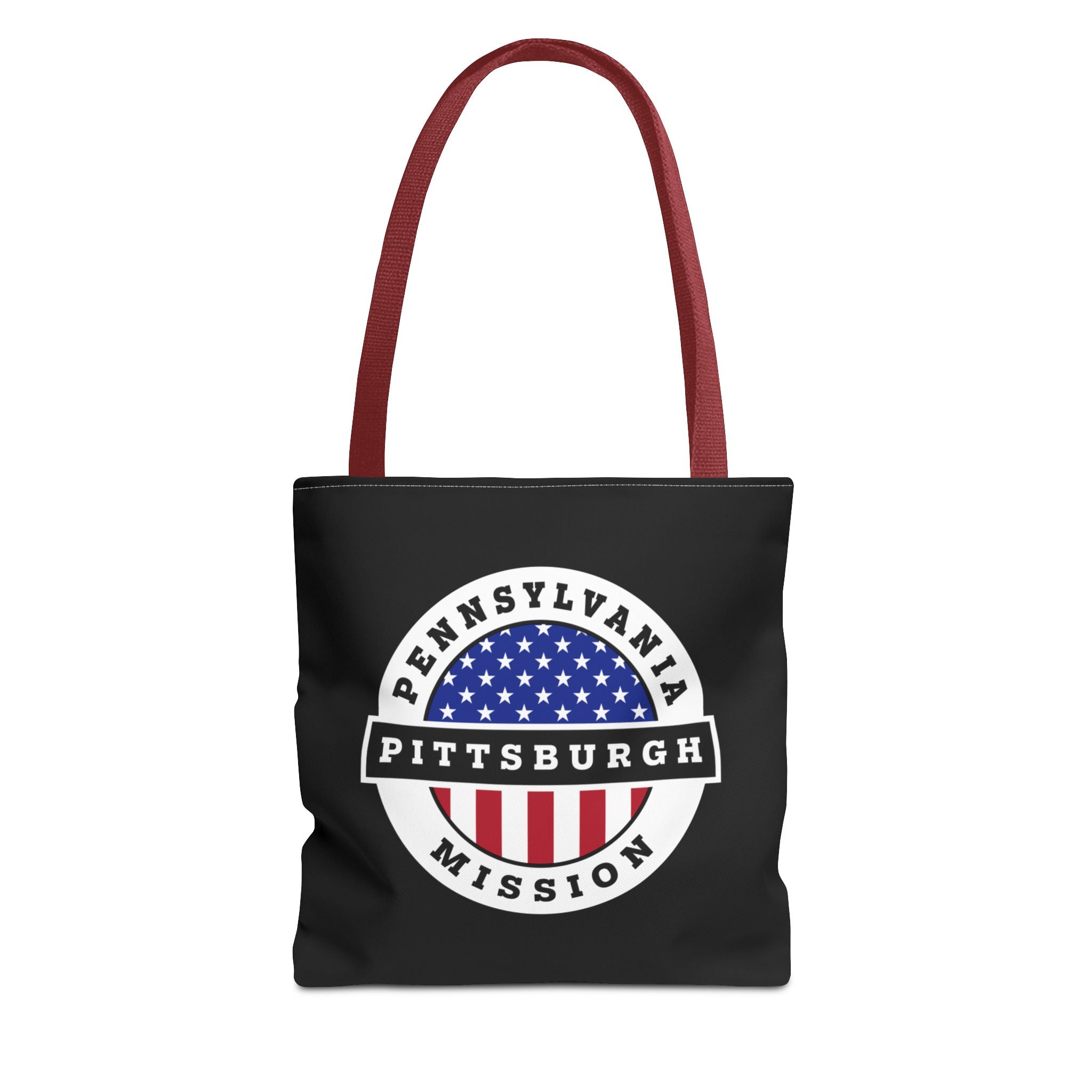 Pennsylvania Pittsburgh Mission USA Flag Logo Tote Bag Black - Mission Wishlist - LDS Missionary Gift Store
