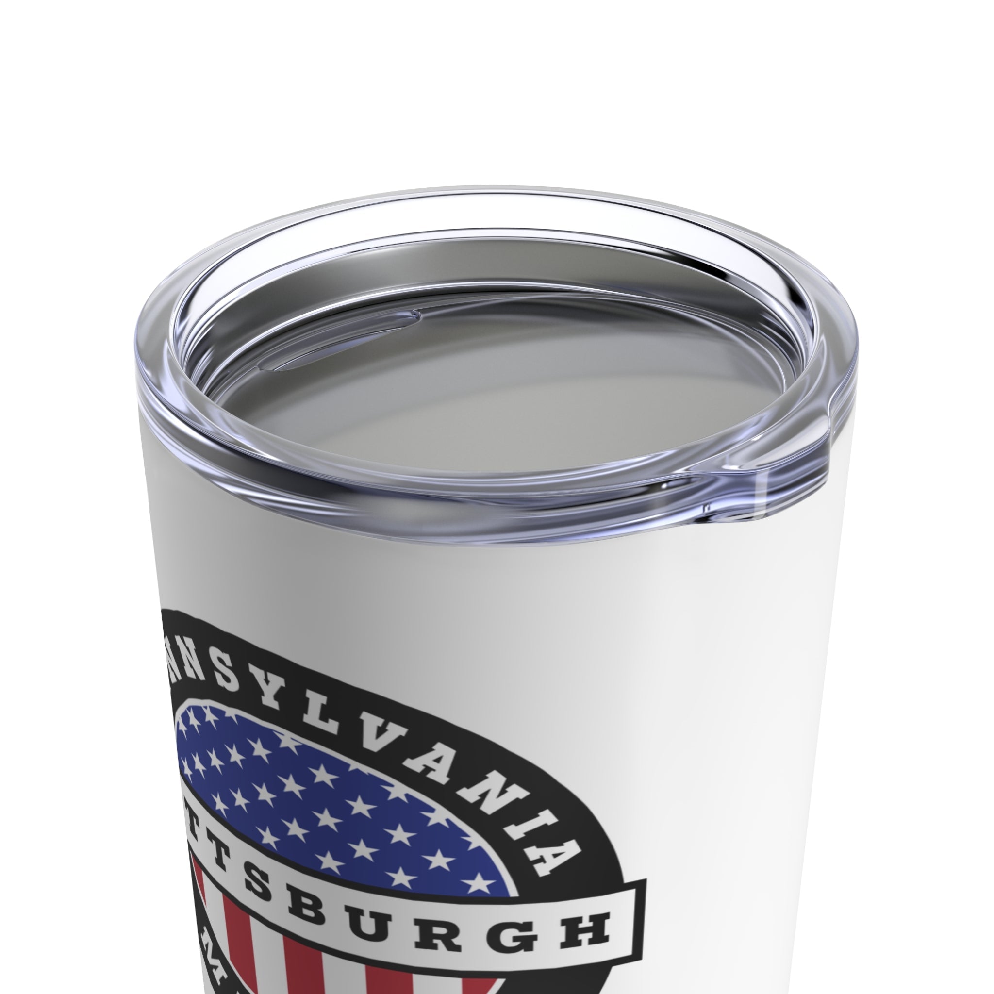 Pennsylvania Pittsburgh Mission USA Flag Logo Tumbler 20oz White - Mission Wishlist - LDS Missionary Gift Store