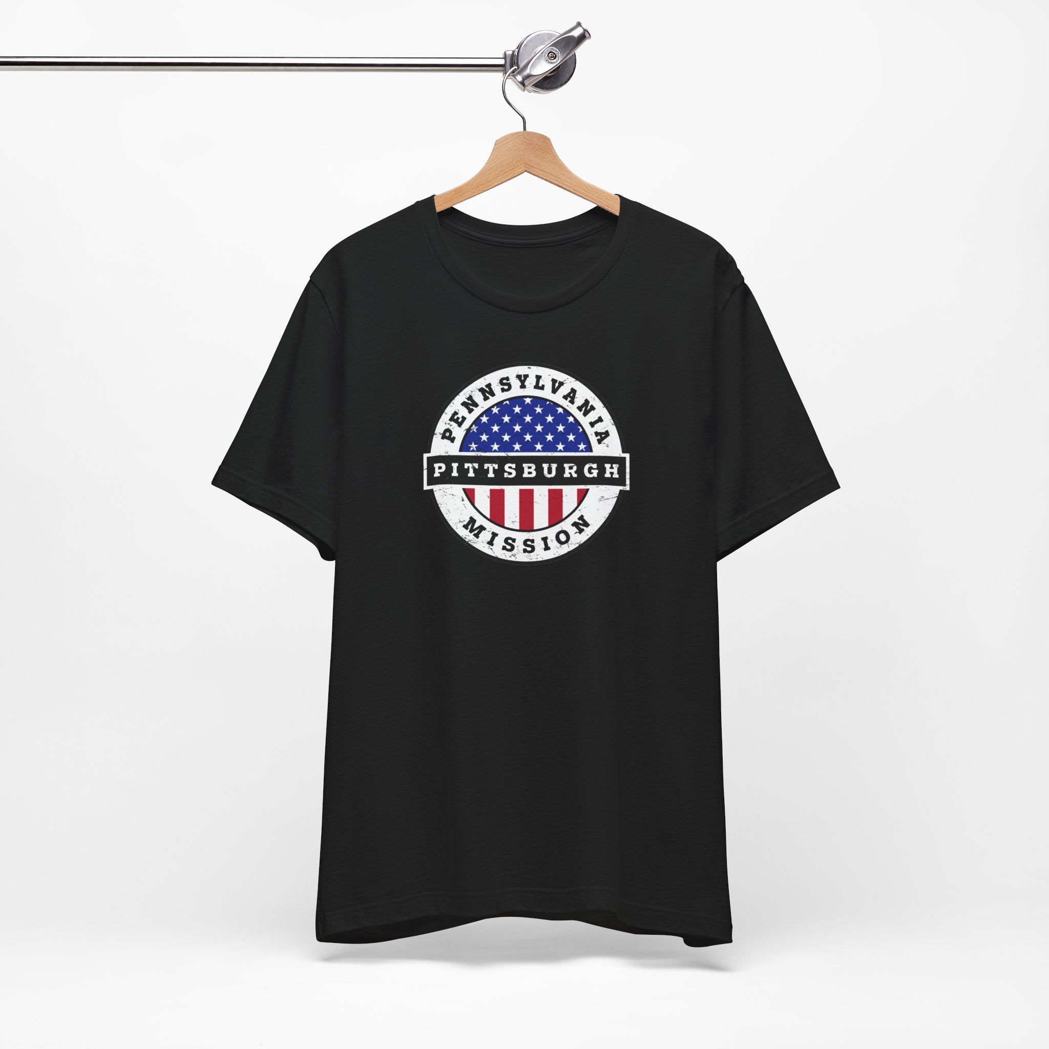Pennsylvania Pittsburgh Mission Vintage Circular USA Flag T-Shirt - Mission Wishlist - LDS Missionary Gift Store