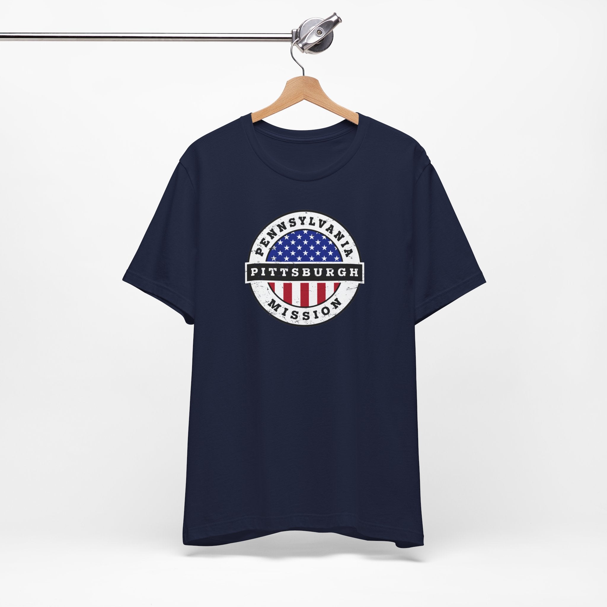 Pennsylvania Pittsburgh Mission Vintage Circular USA Flag T-Shirt - Mission Wishlist - LDS Missionary Gift Store