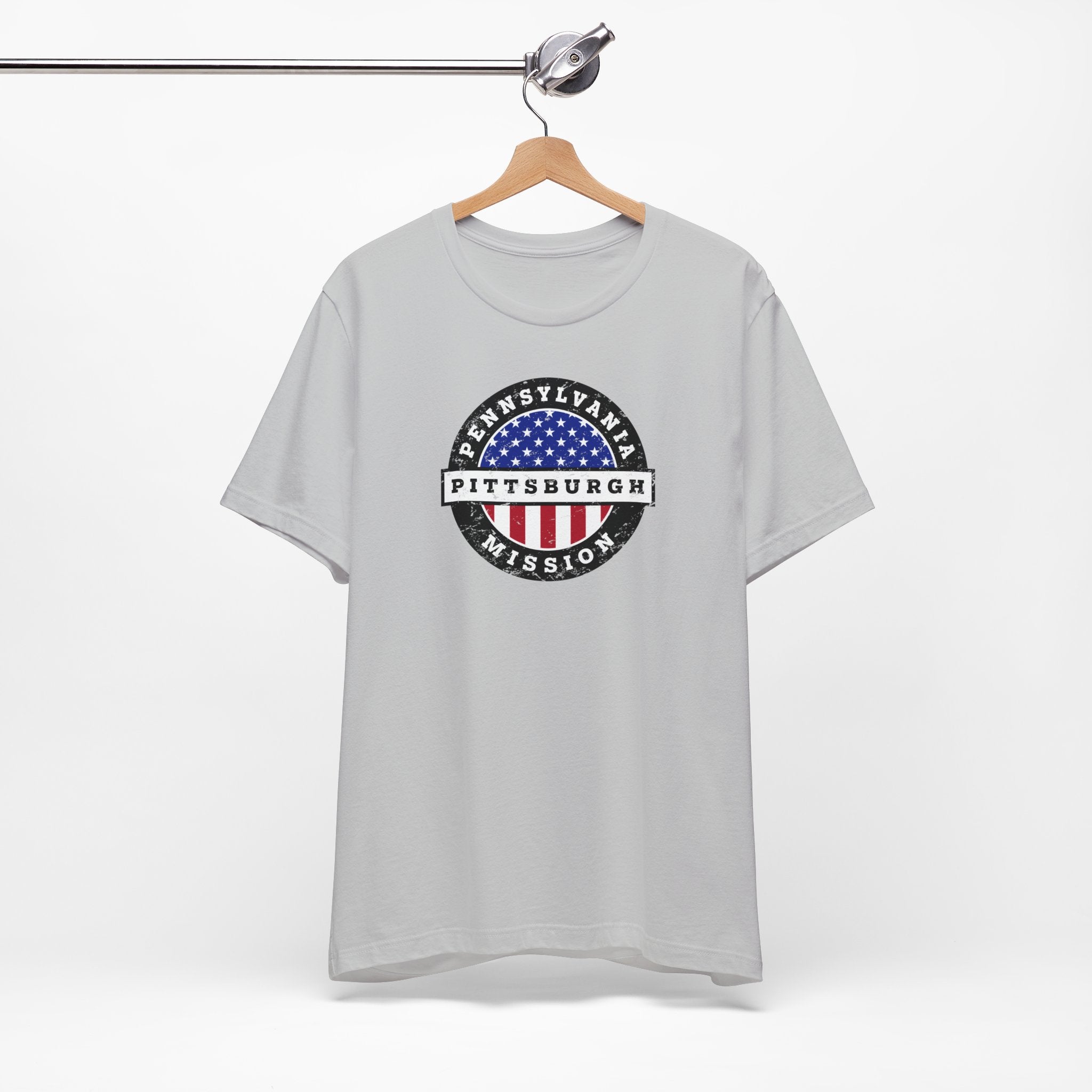 Pennsylvania Pittsburgh Mission Vintage Circular USA Flag T-Shirt - Mission Wishlist - LDS Missionary Gift Store