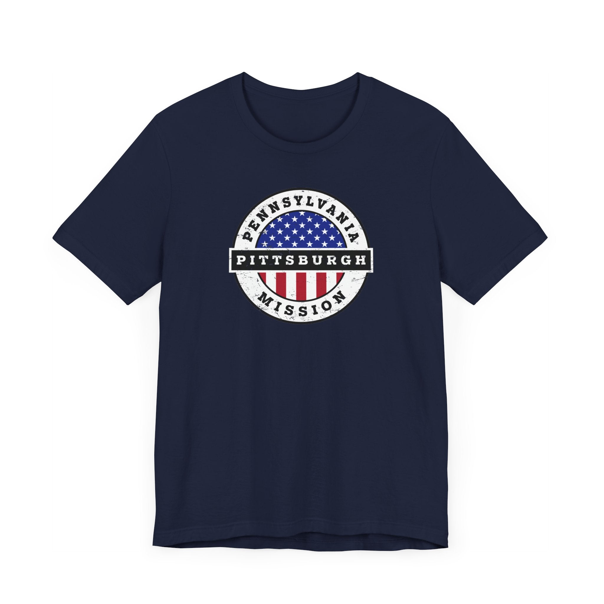 Pennsylvania Pittsburgh Mission Vintage Circular USA Flag T-Shirt - Mission Wishlist - LDS Missionary Gift Store