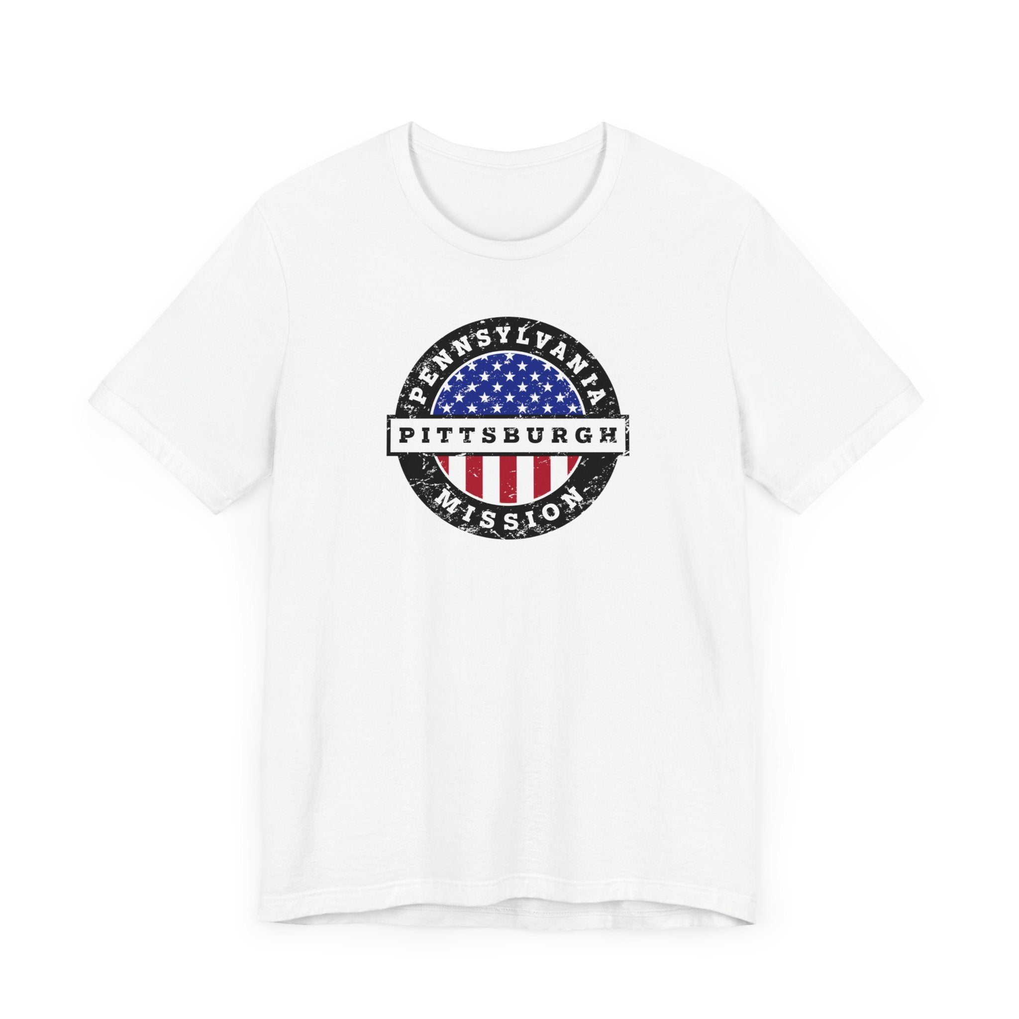 Pennsylvania Pittsburgh Mission Vintage Circular USA Flag T-Shirt - Mission Wishlist - LDS Missionary Gift Store