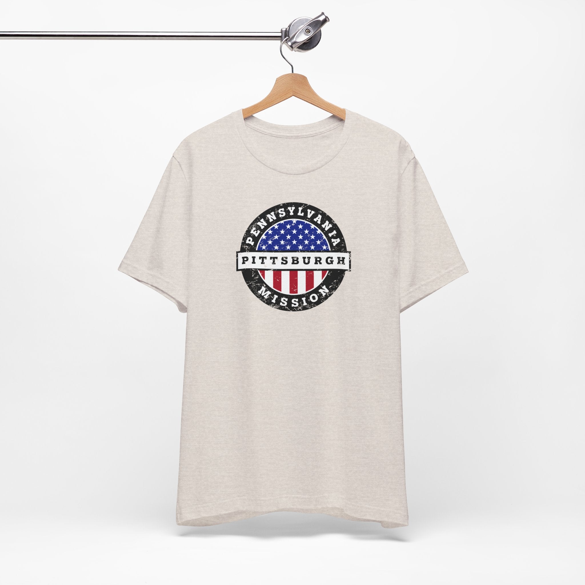 Pennsylvania Pittsburgh Mission Vintage Circular USA Flag T-Shirt - Mission Wishlist - LDS Missionary Gift Store