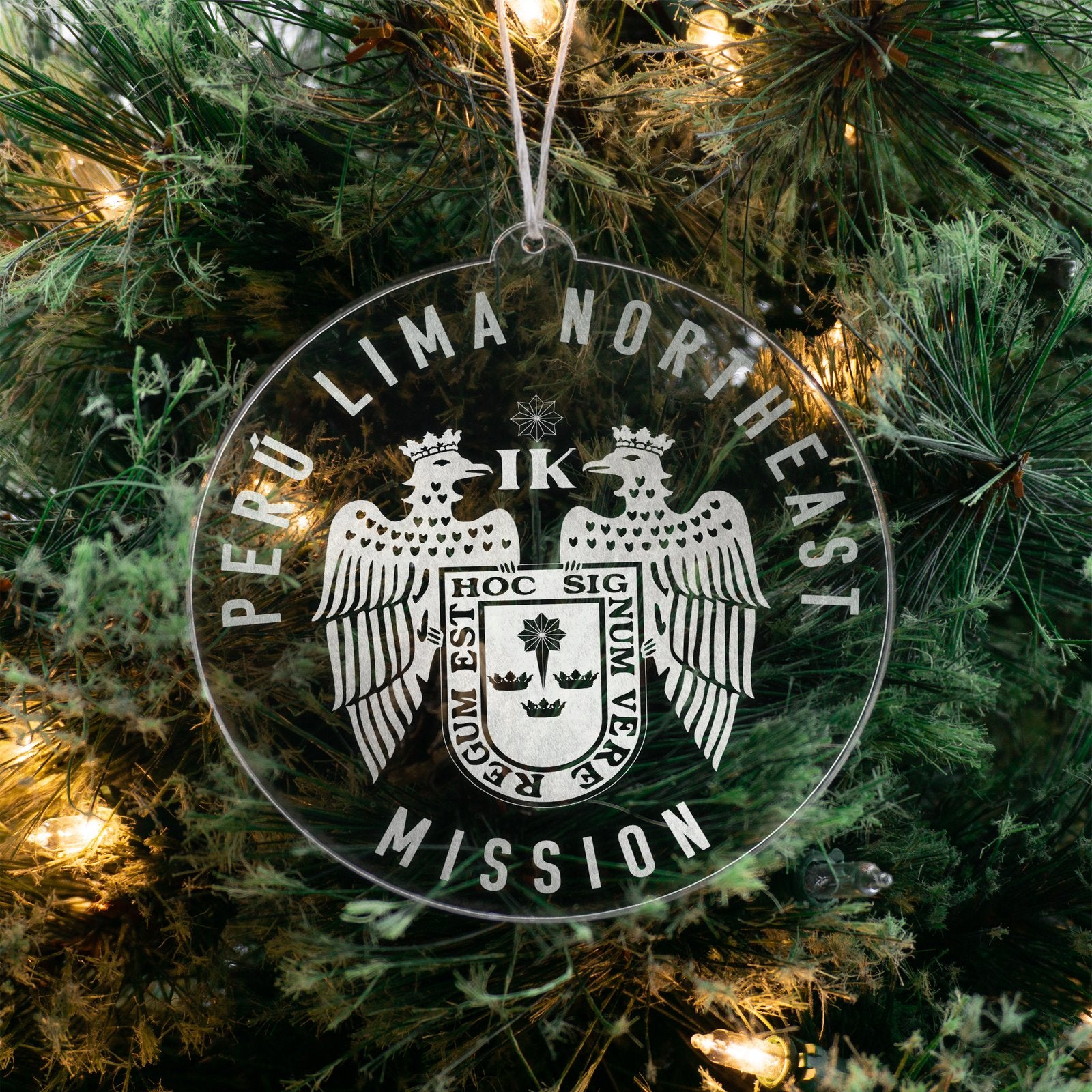 LDS Peru Lima Northeast Mission Christmas Ornament hanging on a Tree